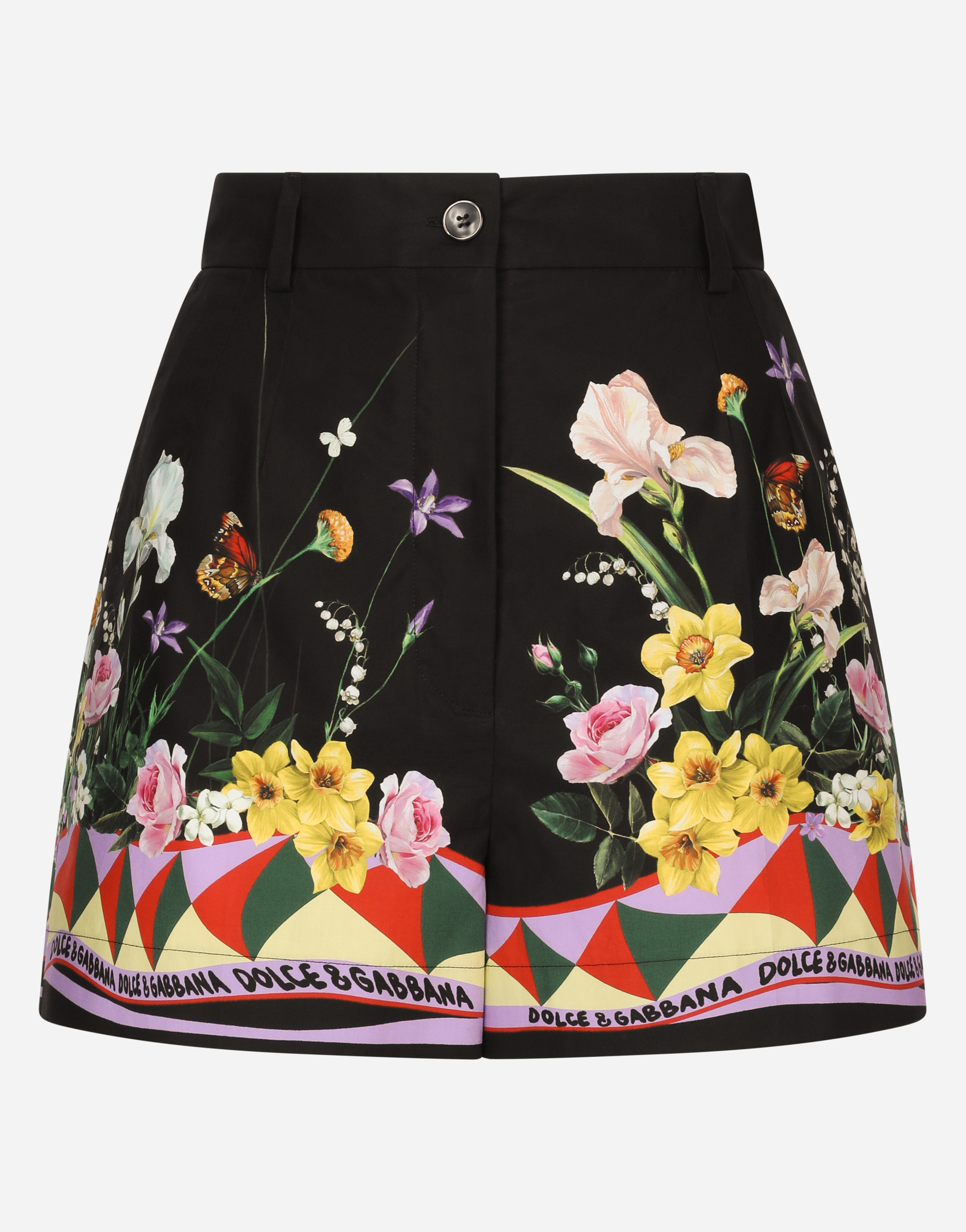 Cotton poplin shorts with rabbit print in Multicolor