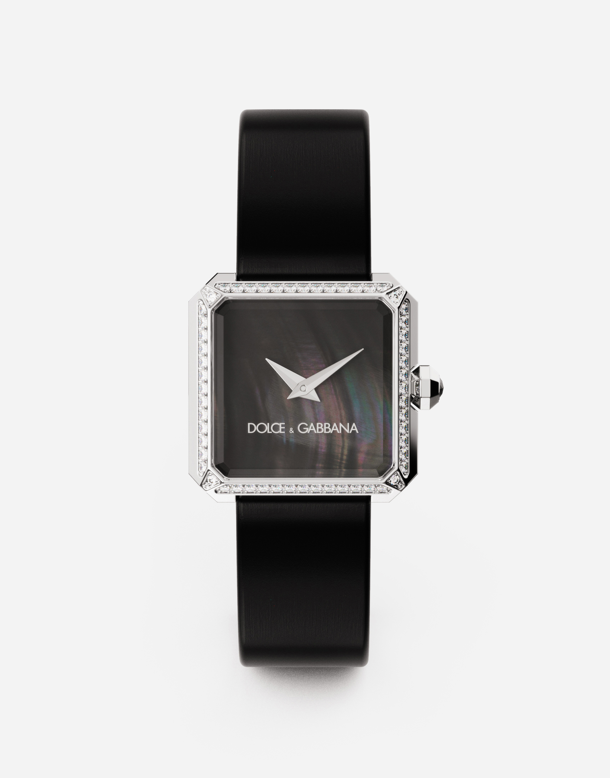 Steel watch with diamonds in Black