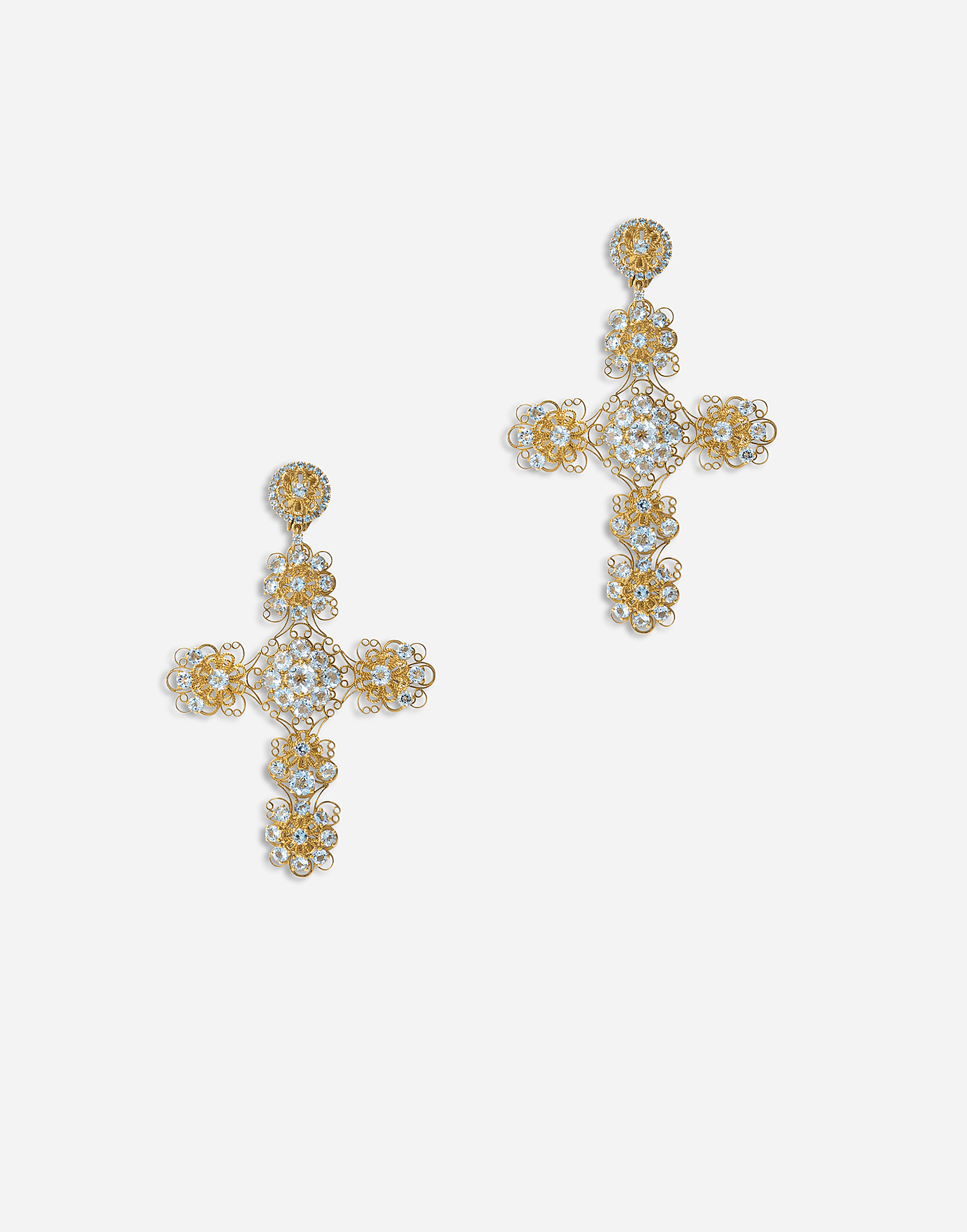 Pizzo earrings in yellow 18kt gold with aquamarines in Gold