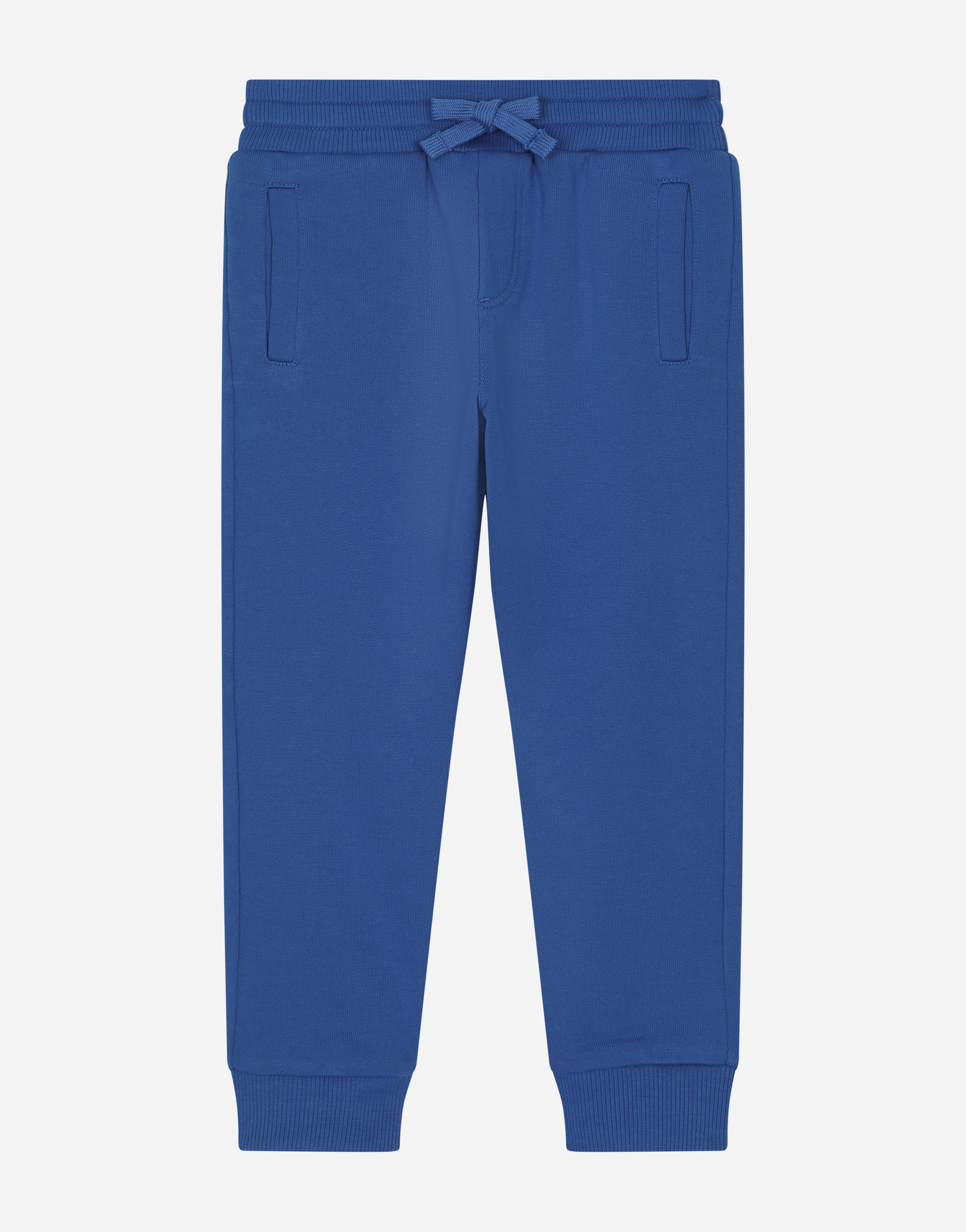 Jersey jogging pants with logo plate in Turquoise