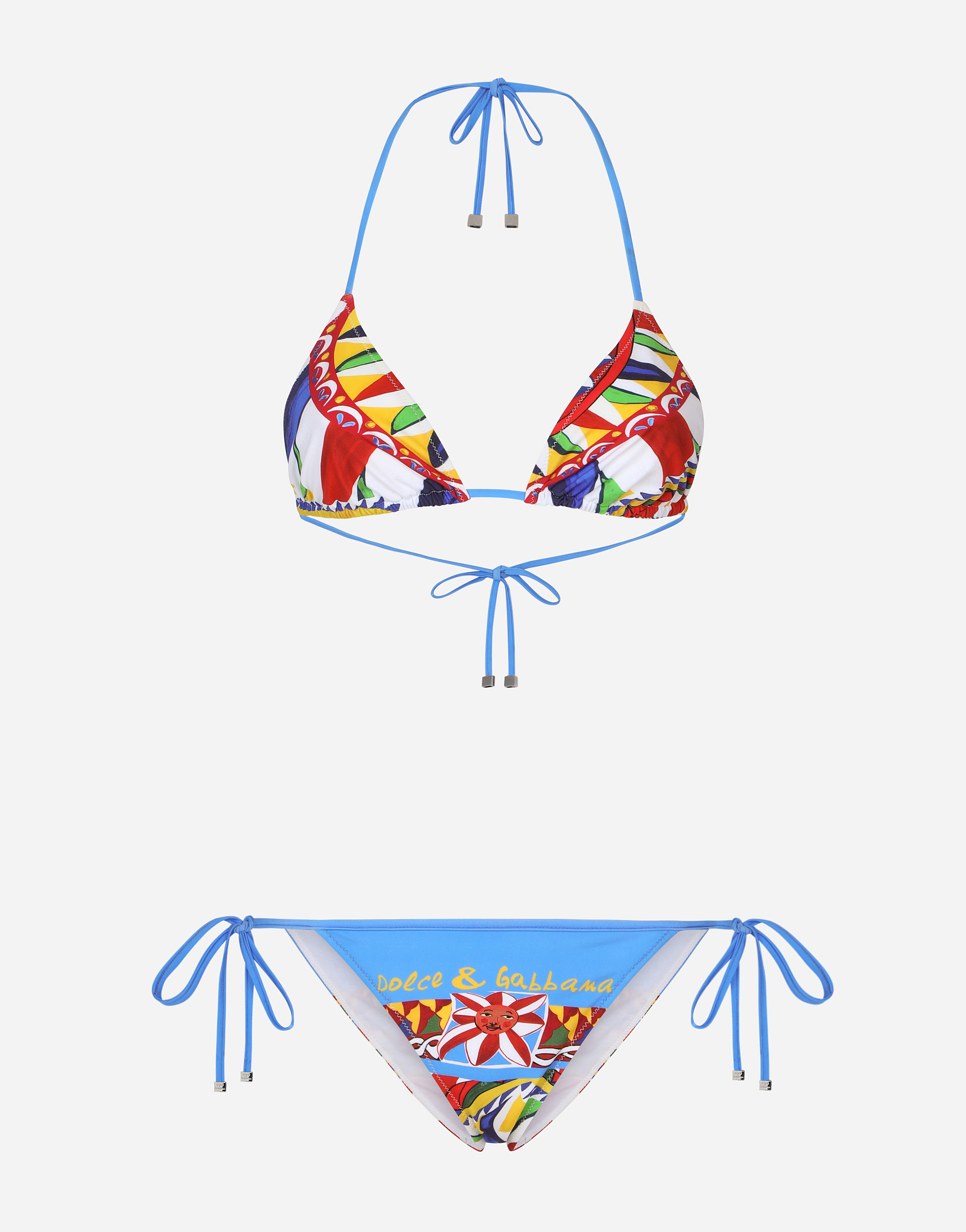 Carretto-print triangle bikini in Multicolor
