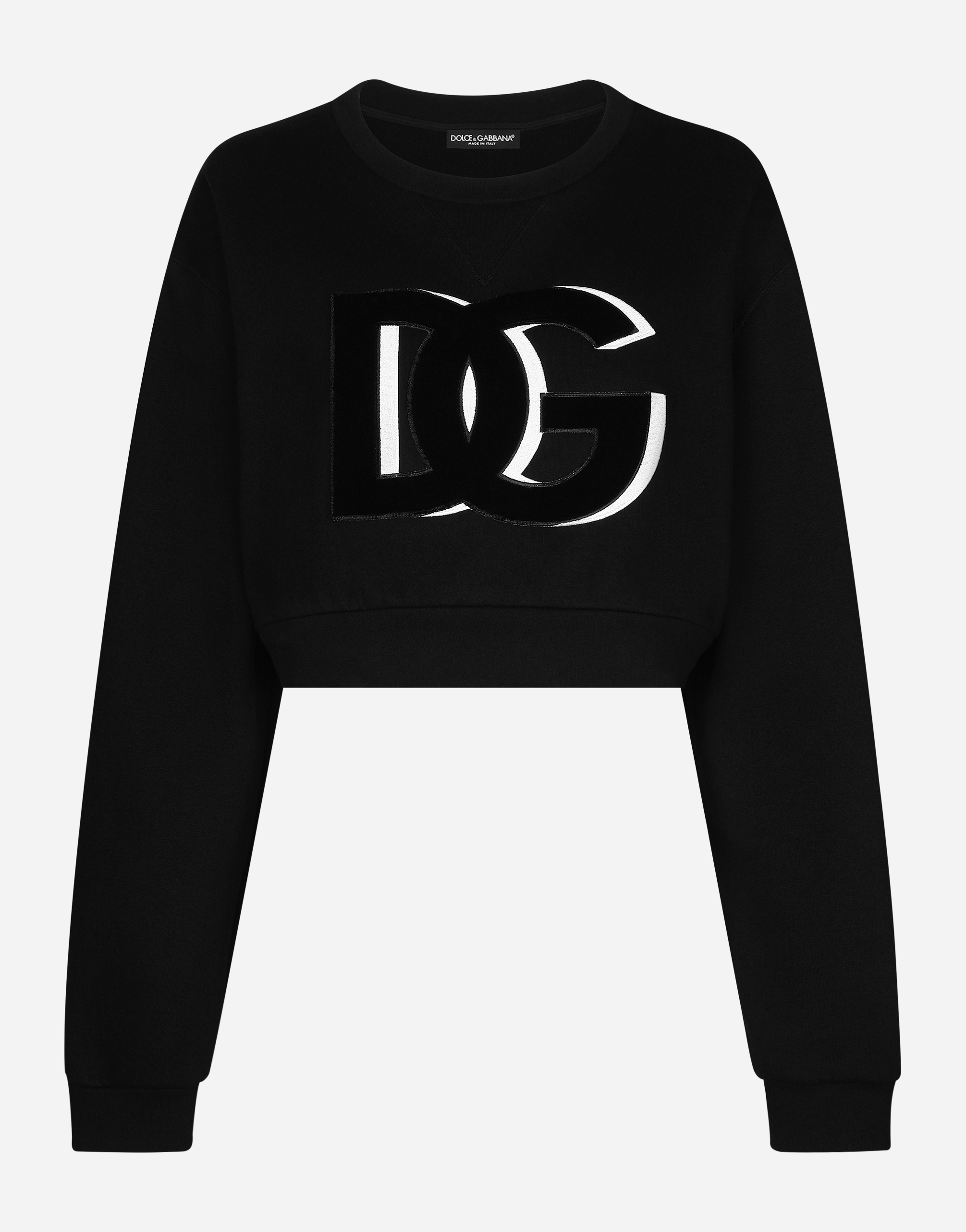 Cropped jersey sweatshirt with DG logo patch in Black
