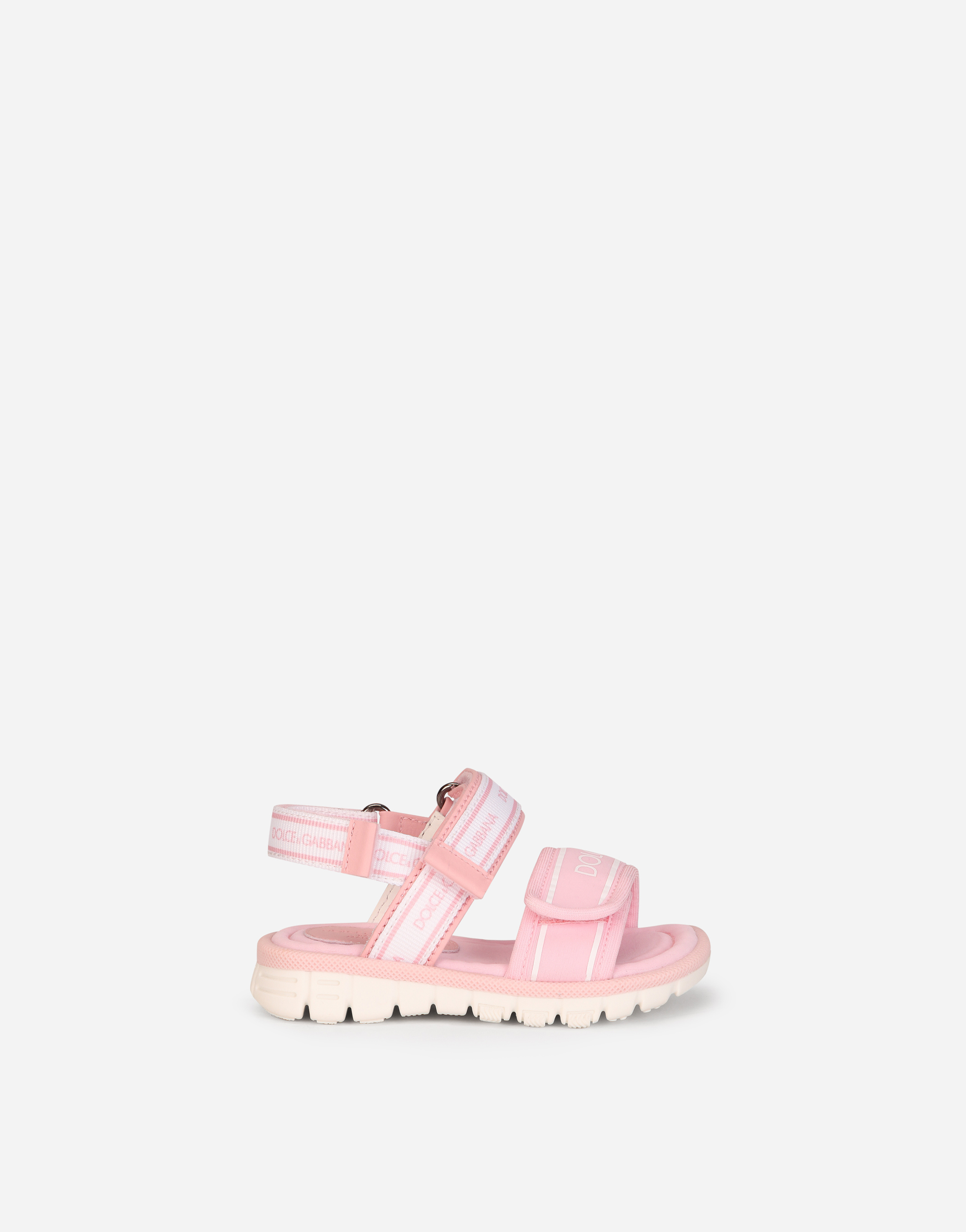 Solid-color scuba sandals with logo print in Pink