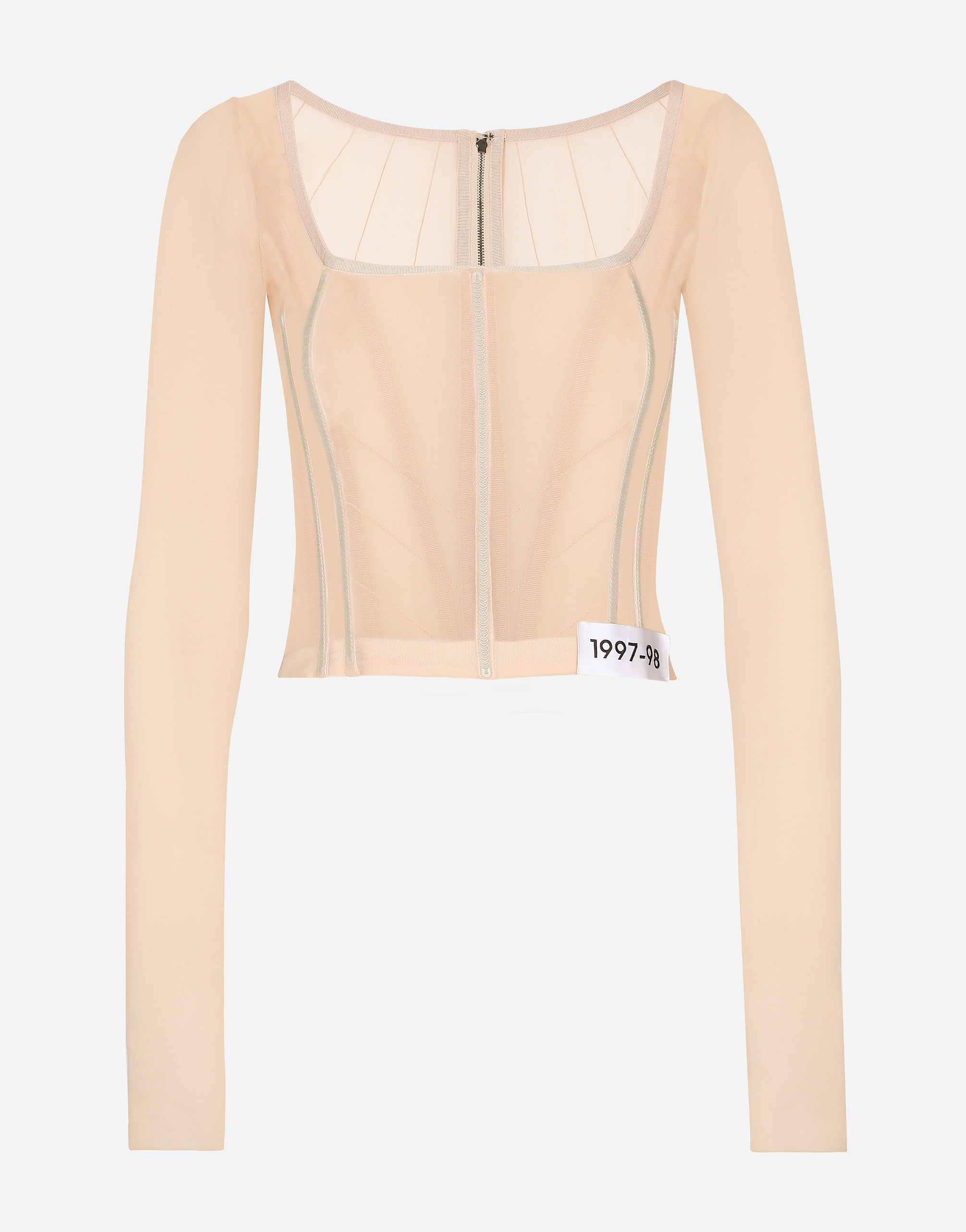 KIM DOLCE&GABBANA Georgette top with corset detailing in Beige