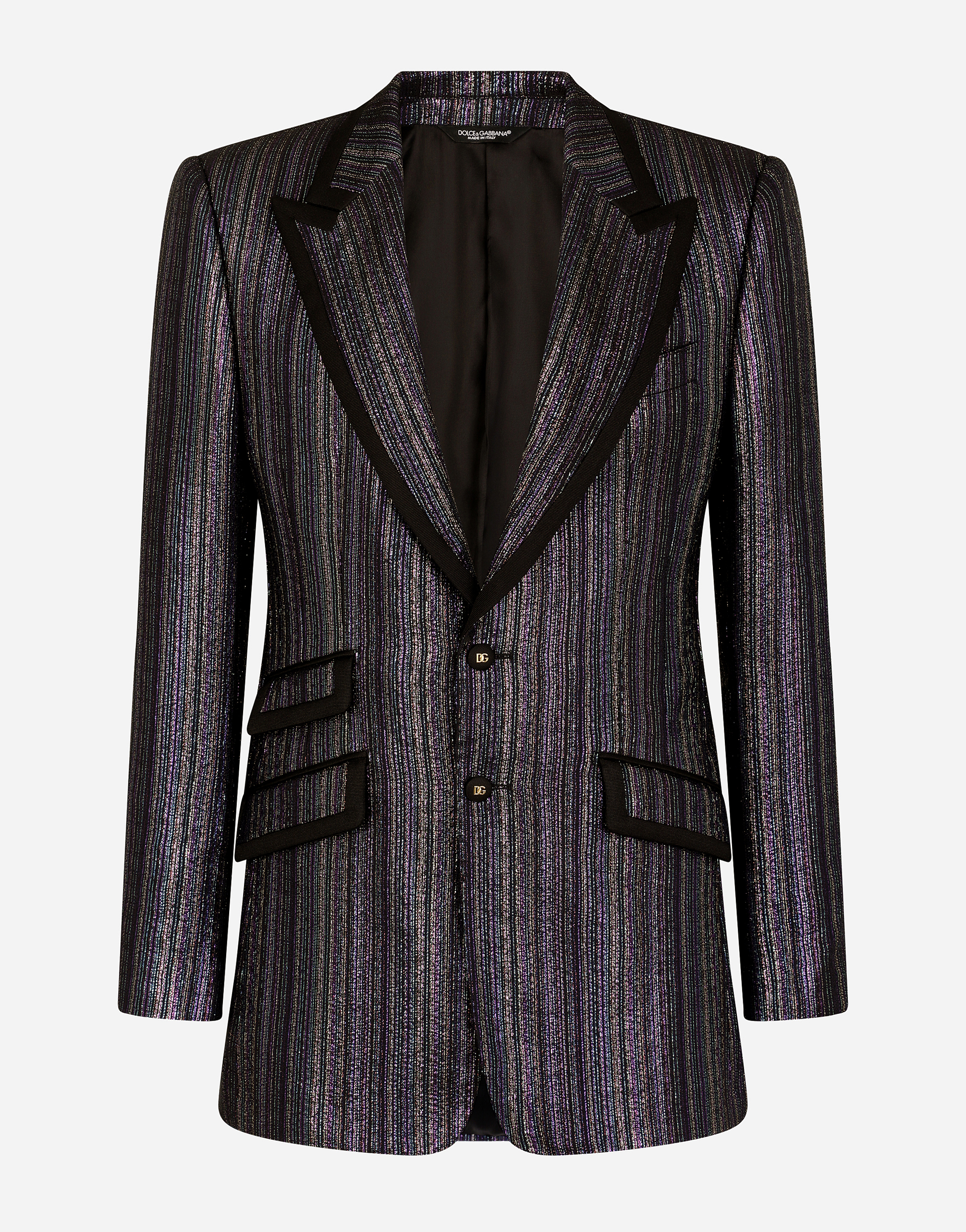 Striped lurex jacquard Beat-fit jacket in Multicolor