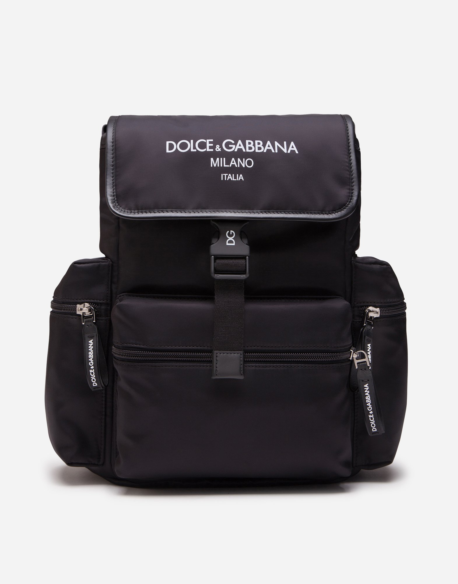Nylon backpack with Dolce&Gabbana milano logo in Black
