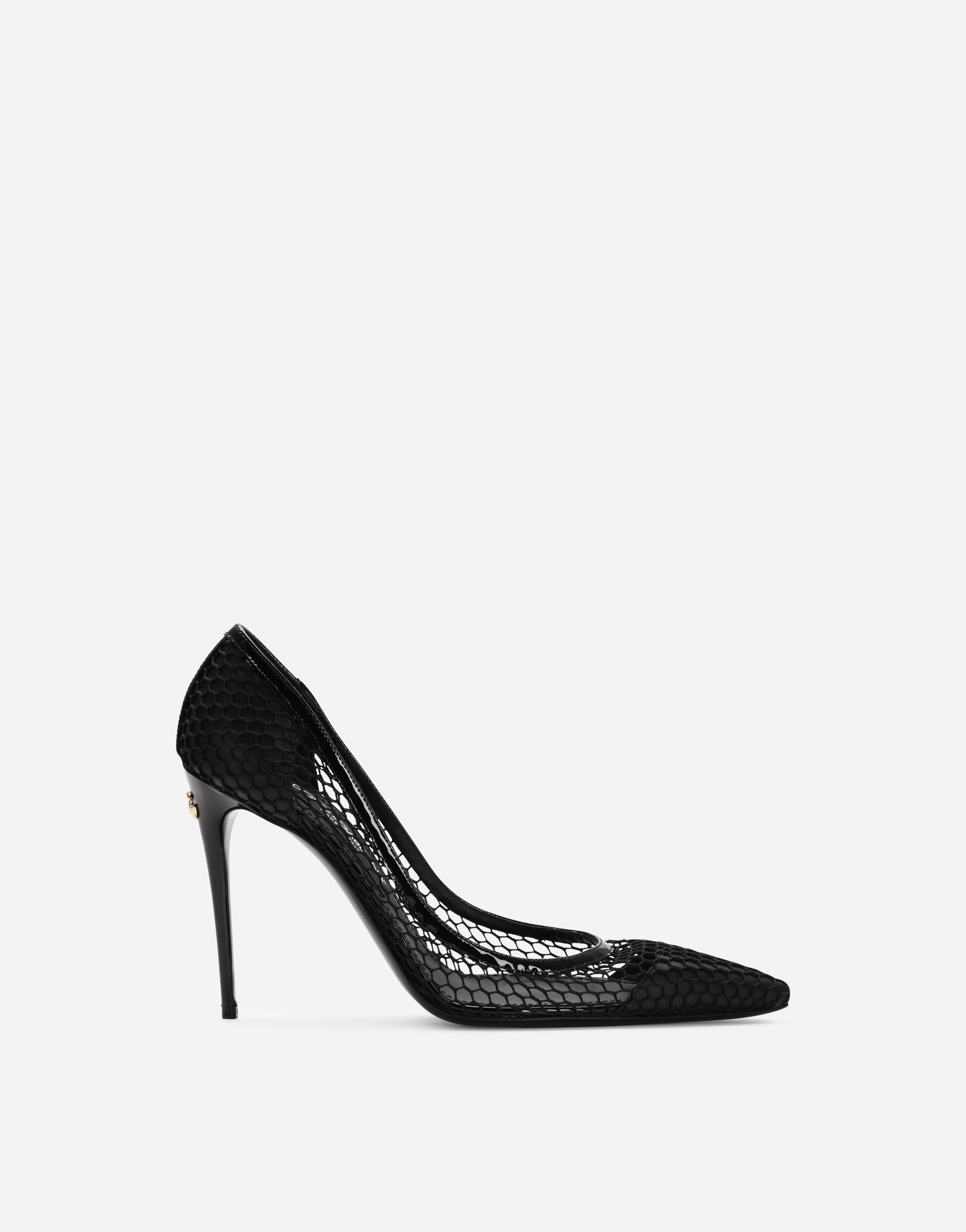 Mesh and patent leather pumps in Black