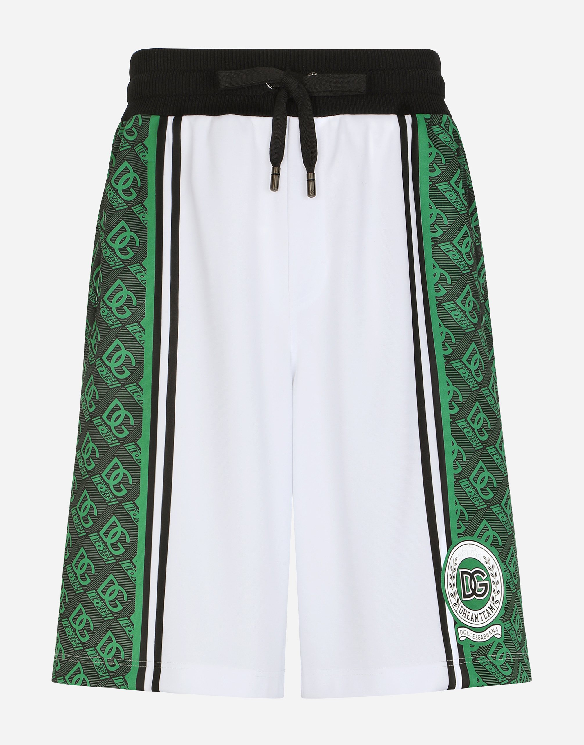 Technical jersey jogging shorts with patch in Green