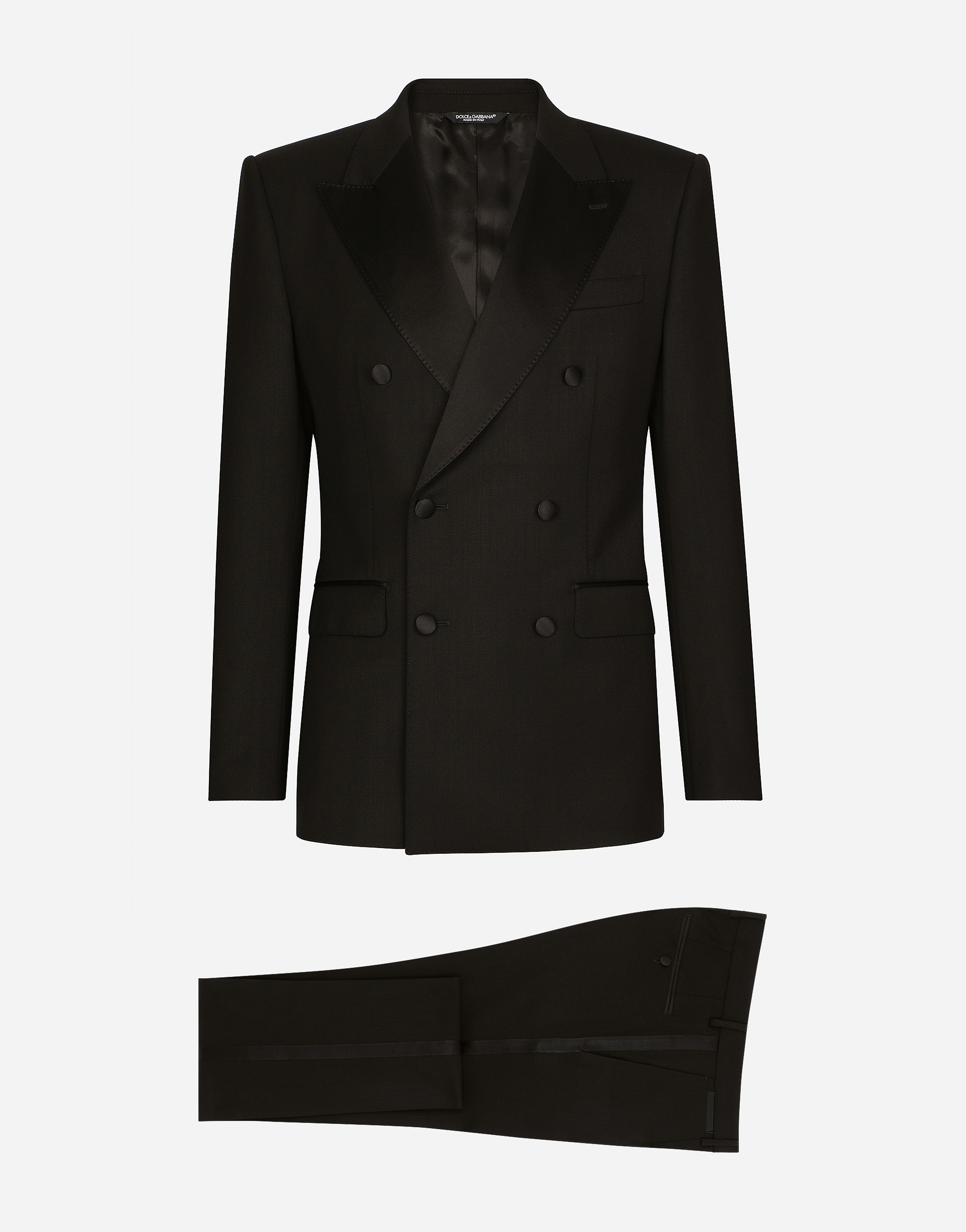 Three-piece Sicilia-fit suit in stretch wool in Black