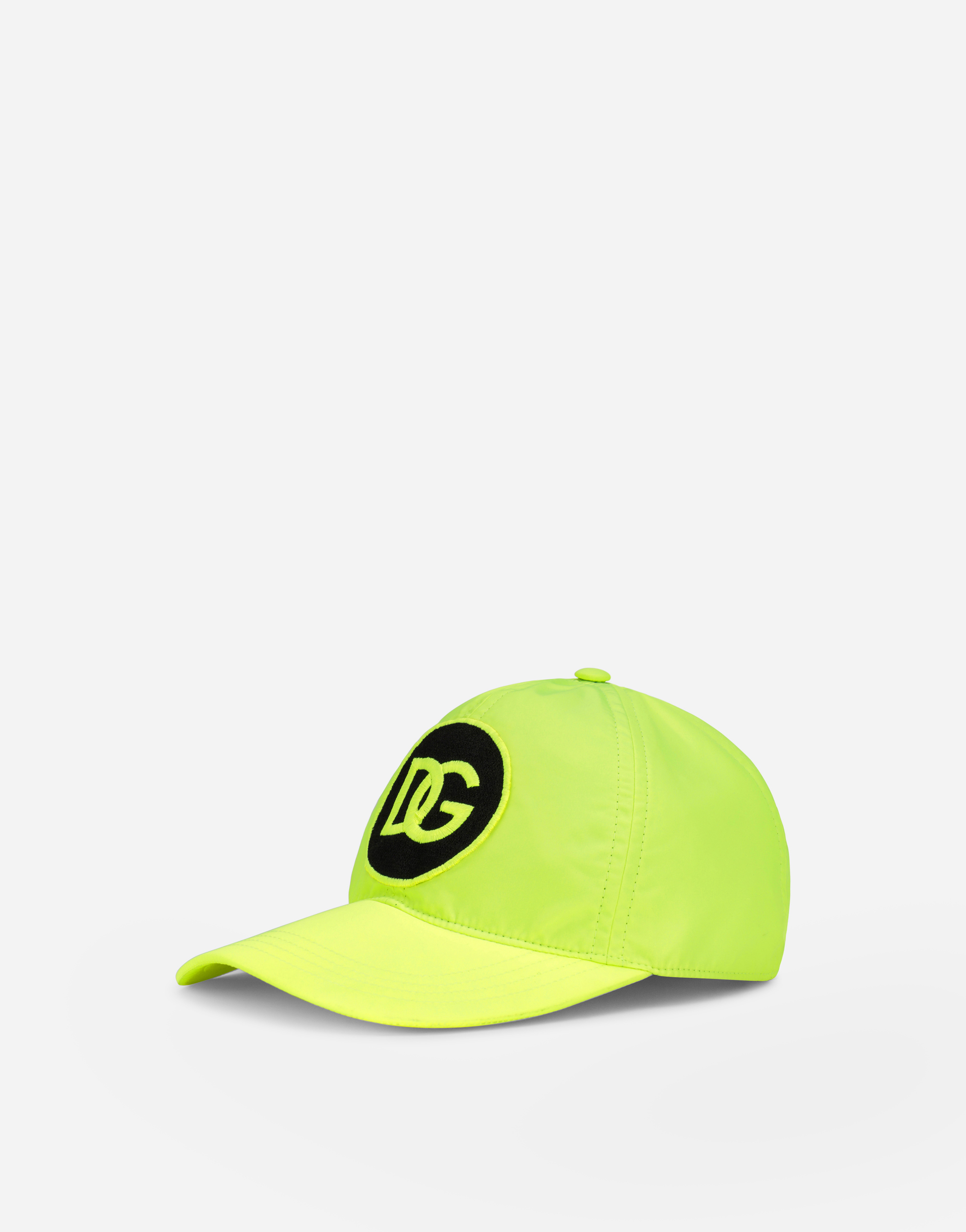 Neon nylon baseball cap with patch in Olive Green