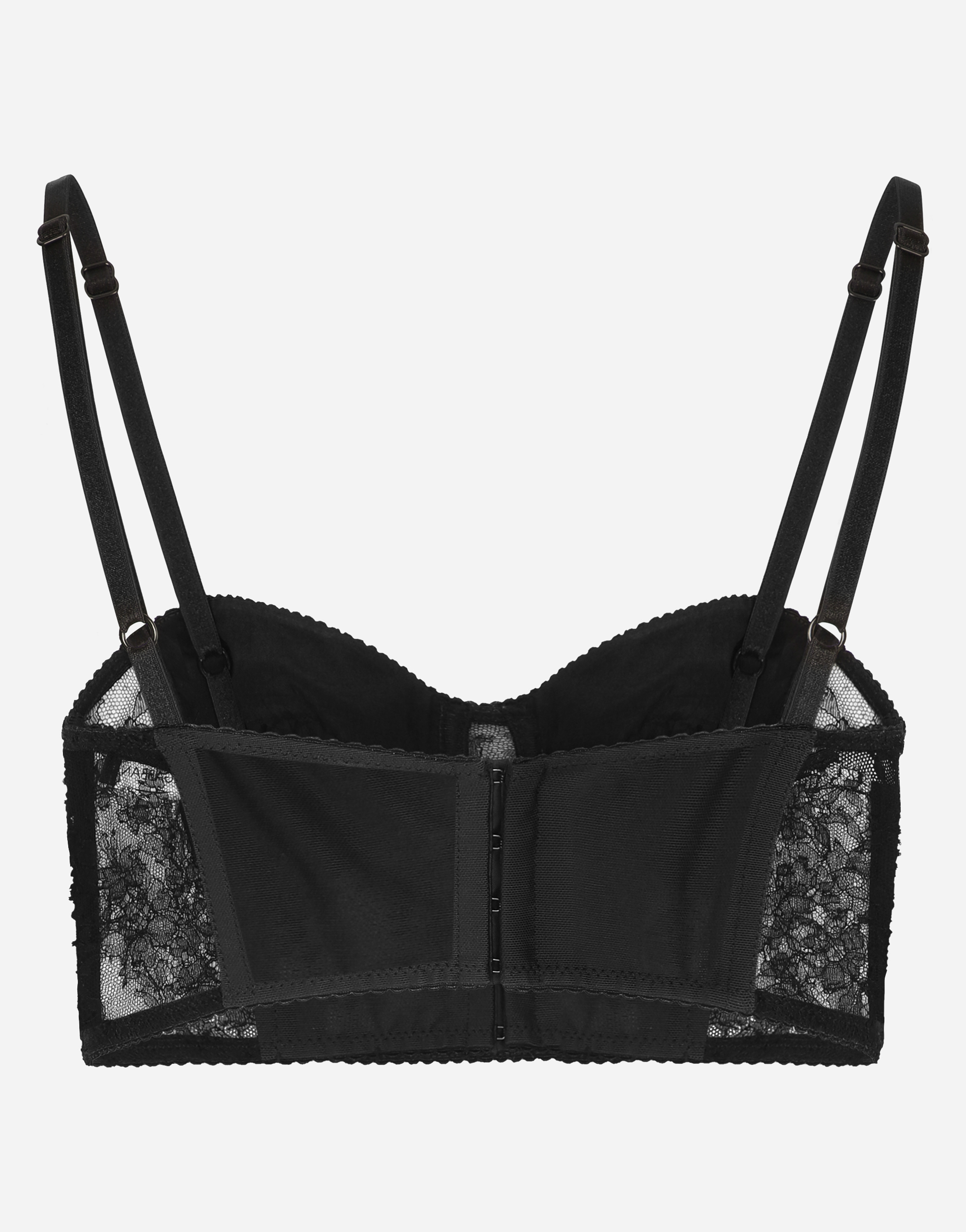 Lace balconette corset with straps in Black | Dolce&Gabbana®