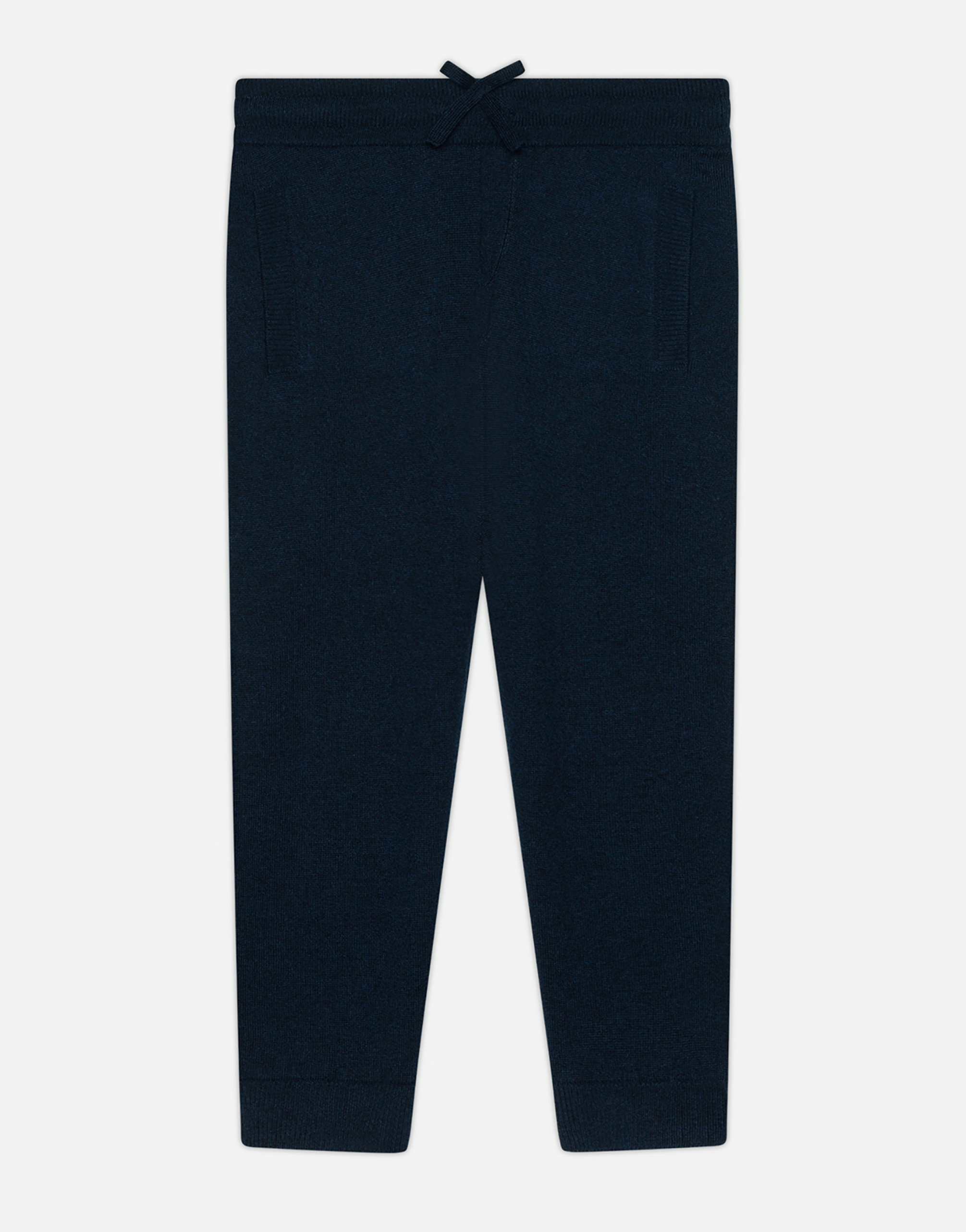 Cashmere jogging pants with Heritage embroidery in Blue