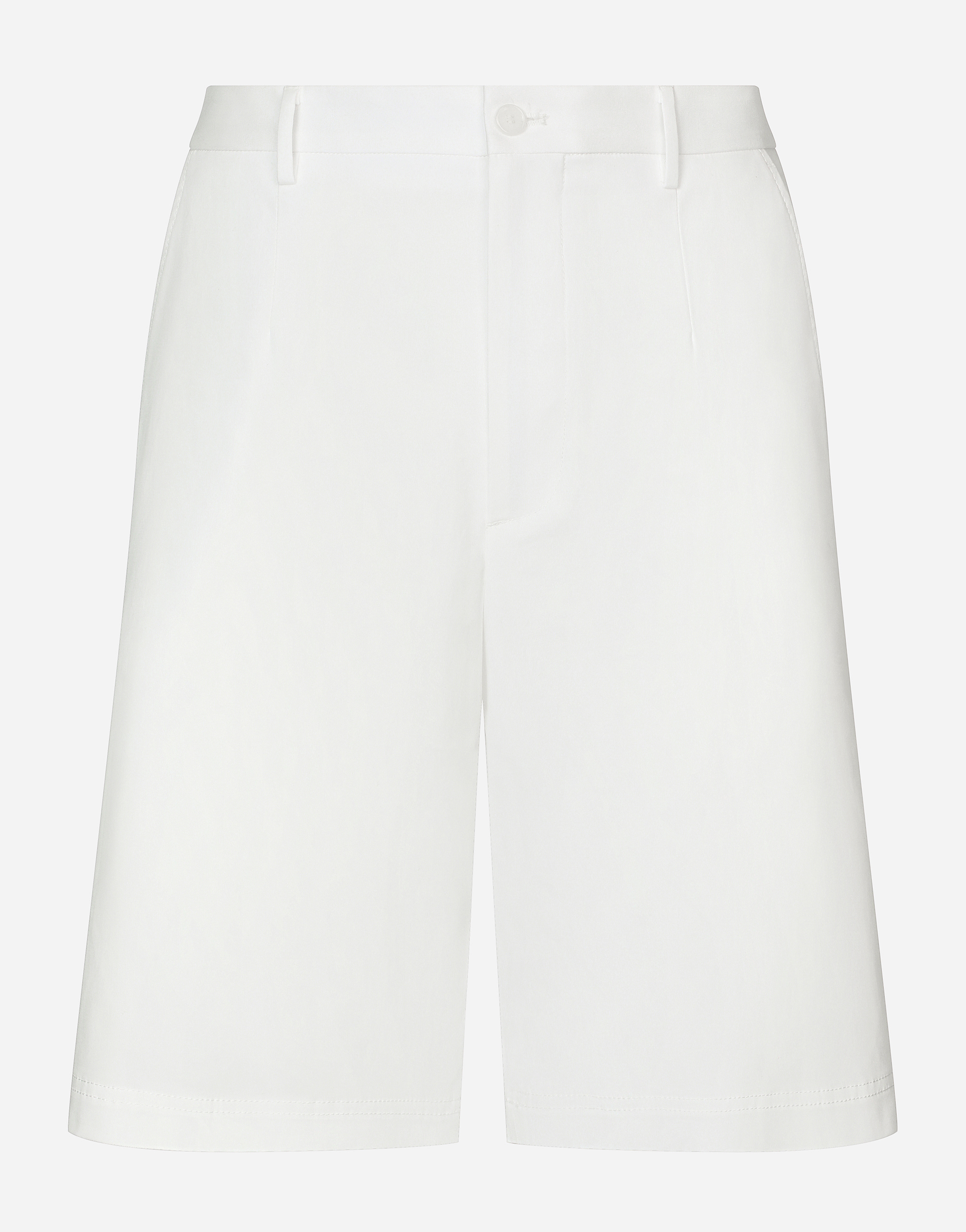 Stretch cotton shorts with branded tag in White