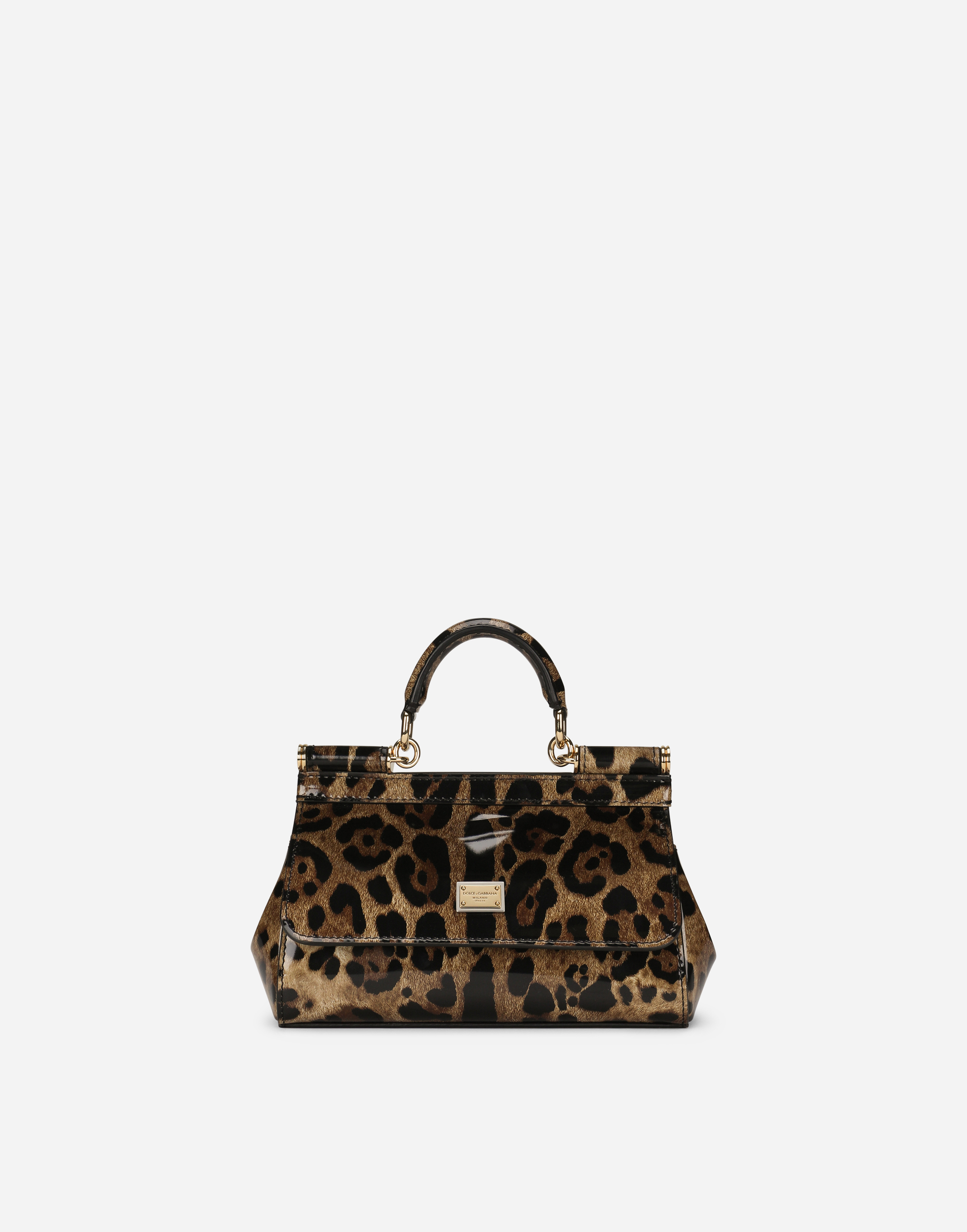 KIM DOLCE&GABBANA Small Sicily bag in leopard-print polished calfskin in Animal Print