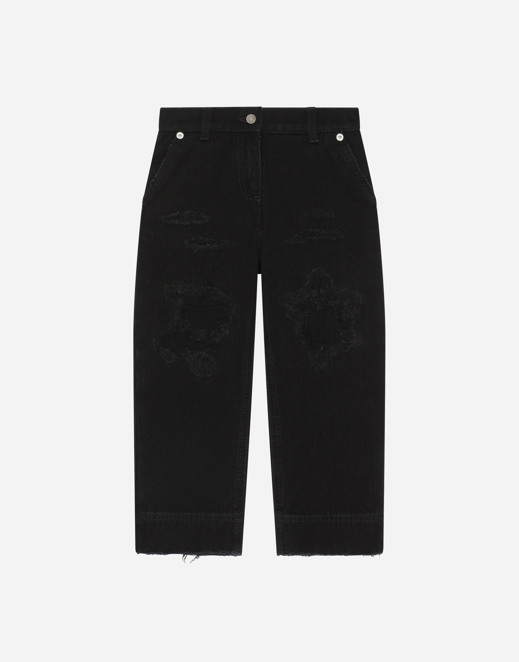 Denim jeans with abrasions in Black