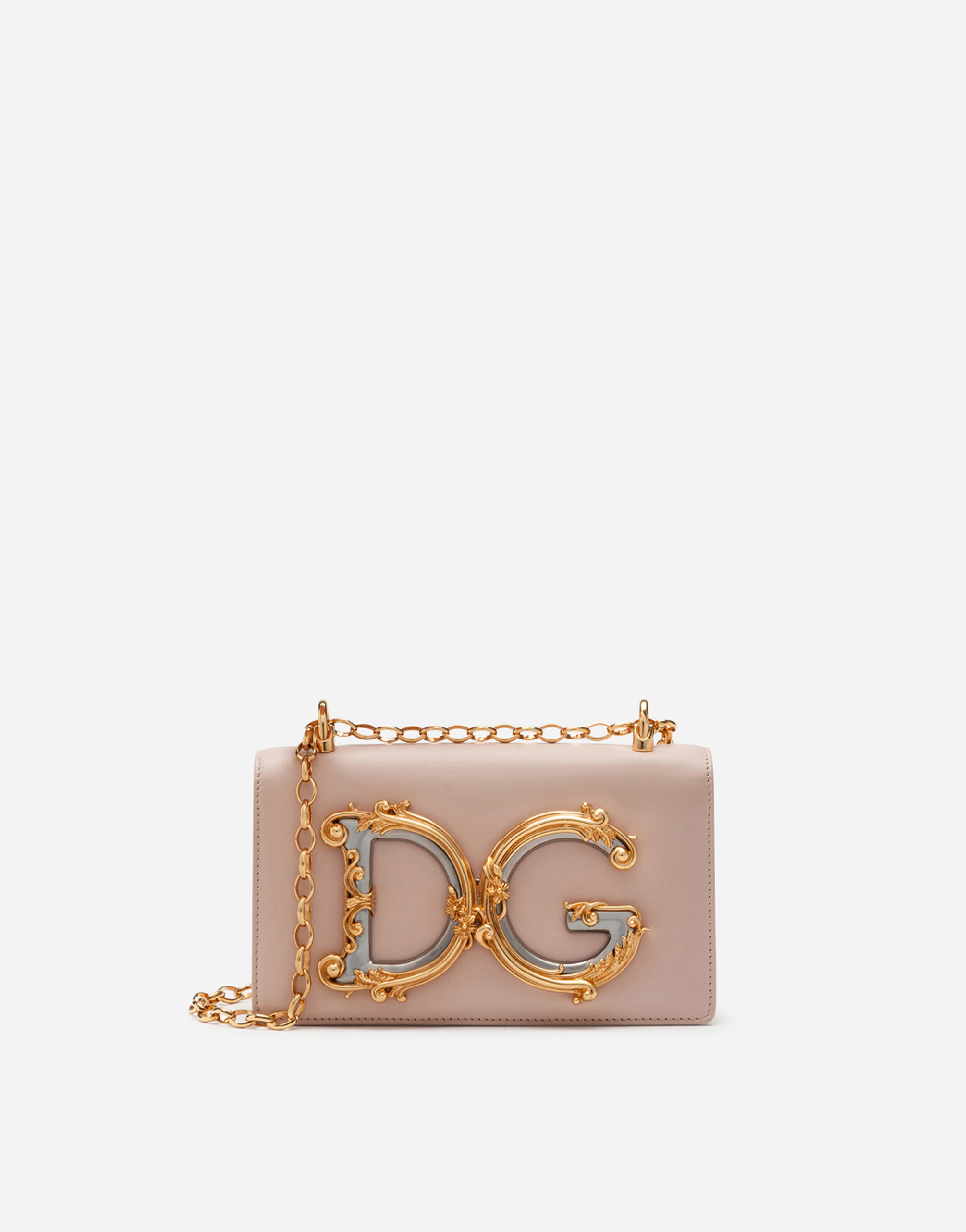 Calfskin DG girls phone bag in Pale Pink