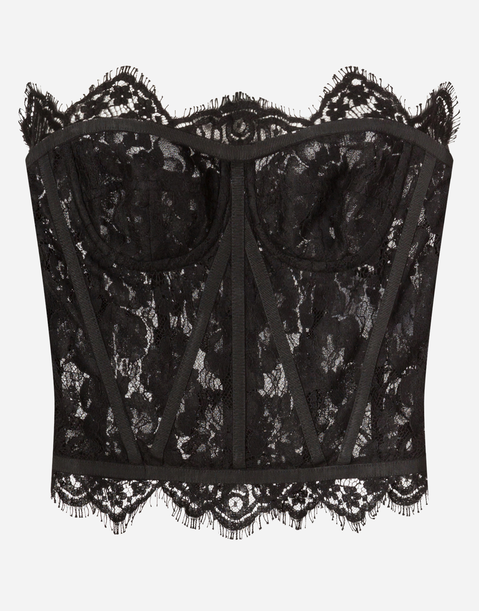 Short galloon lace bustier in Black