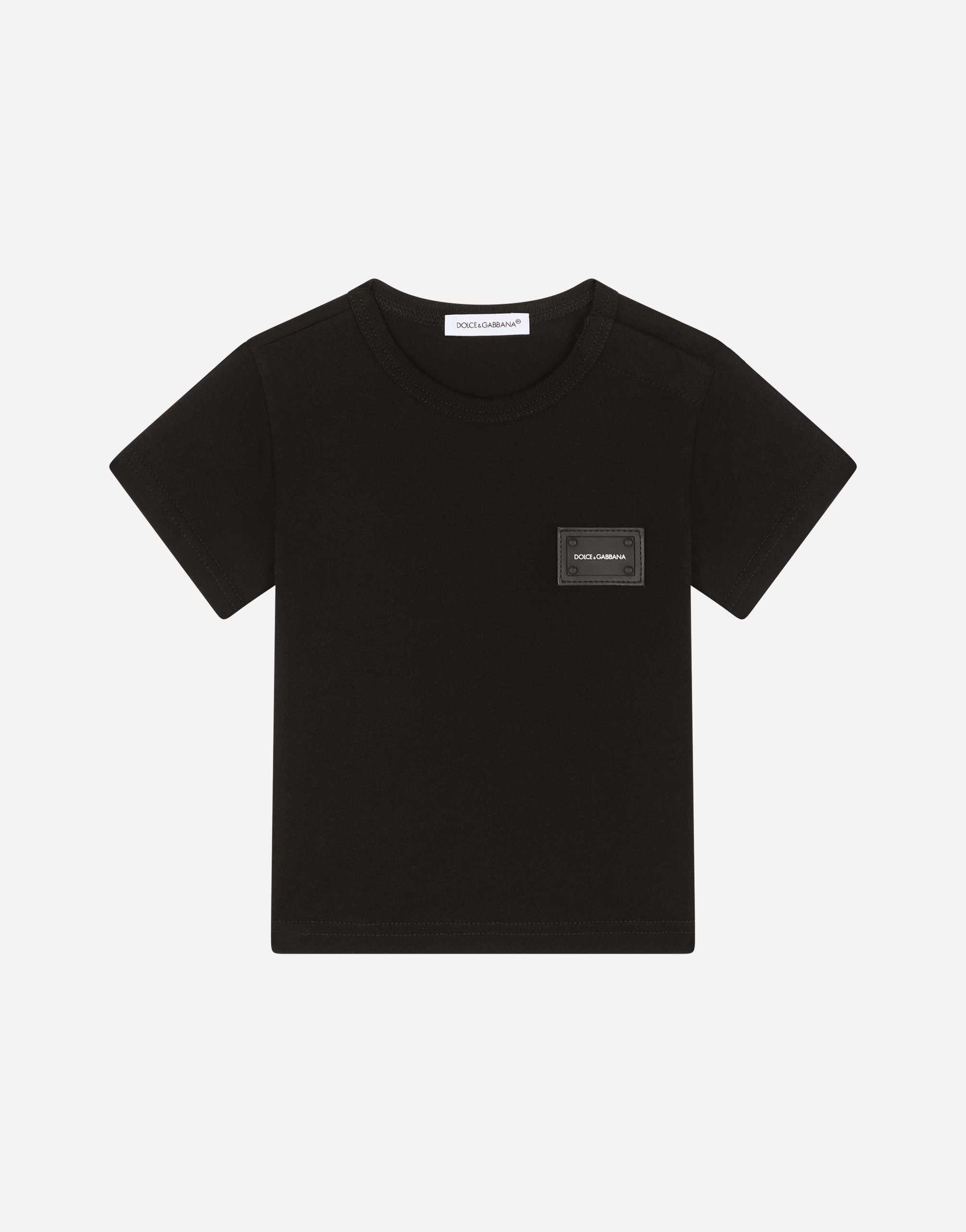 Jersey t-shirt with plate in Black