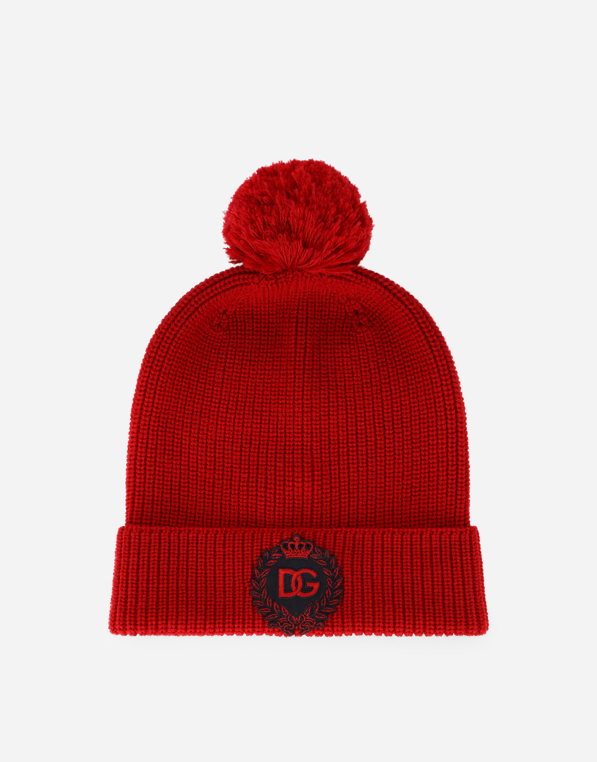 Knit hat with DG patch in Red