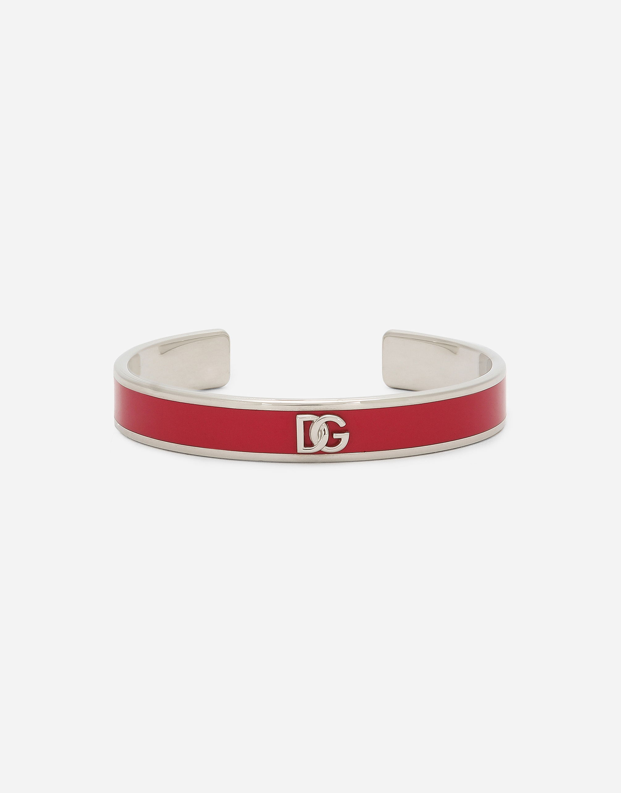 Rigid enameled bracelet with DG logo in Fuchsia