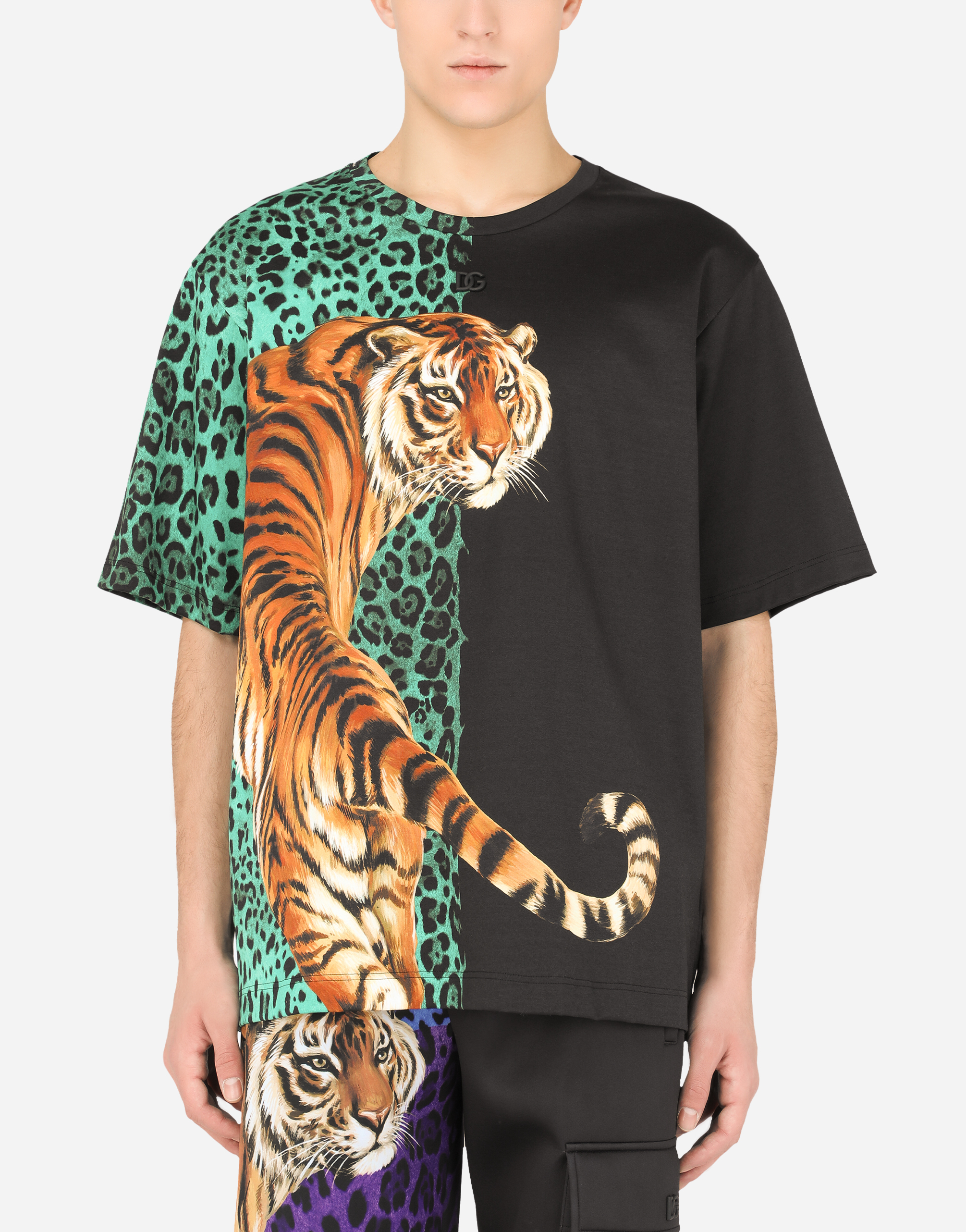 Herren Bekleidung T-Shirts Kurzarm T-Shirts Dolce & Gabbana Baumwolle T-Shirt Jersey Tigermuster für Herren 
