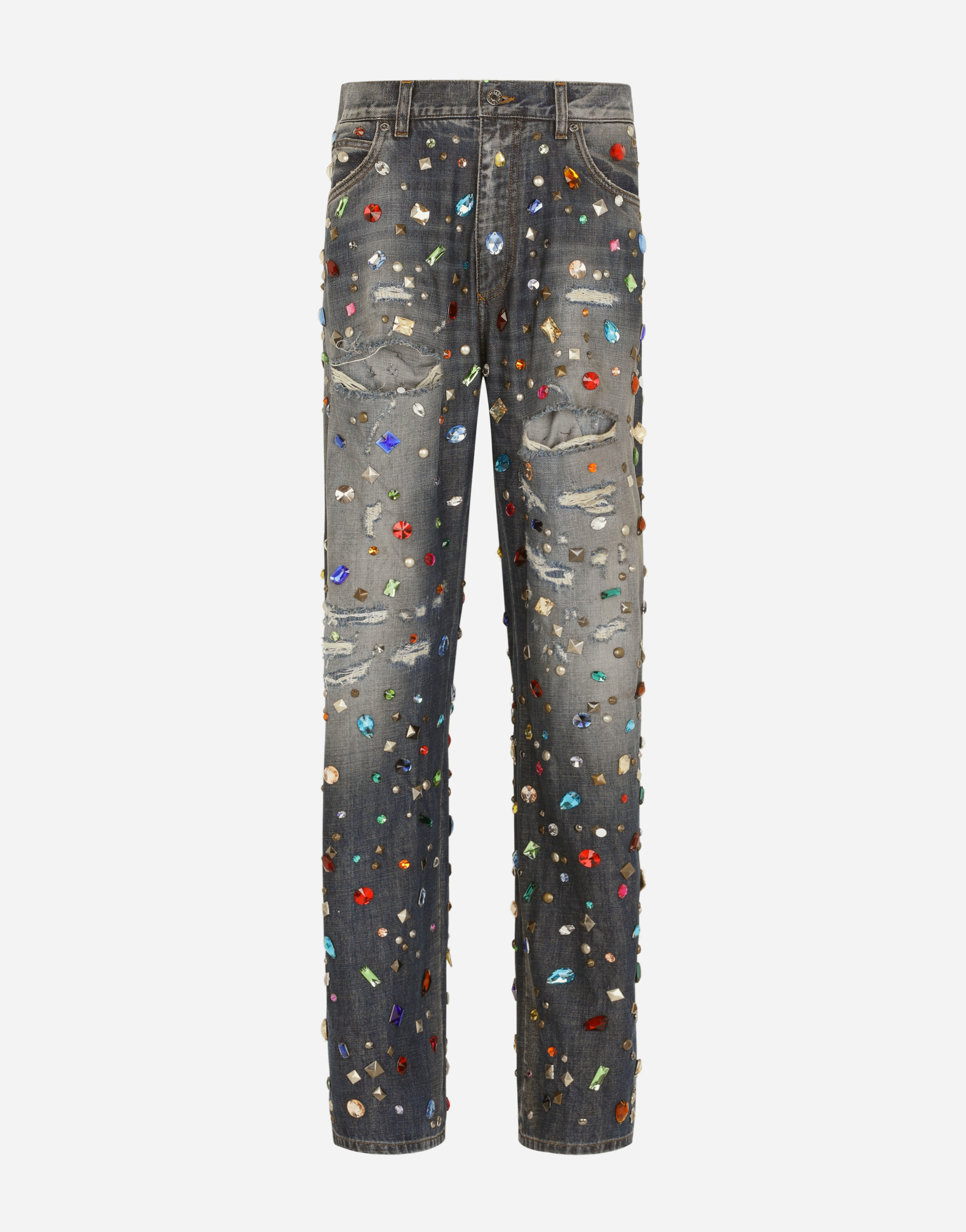 Jeans with rhinestone details in Multicolor