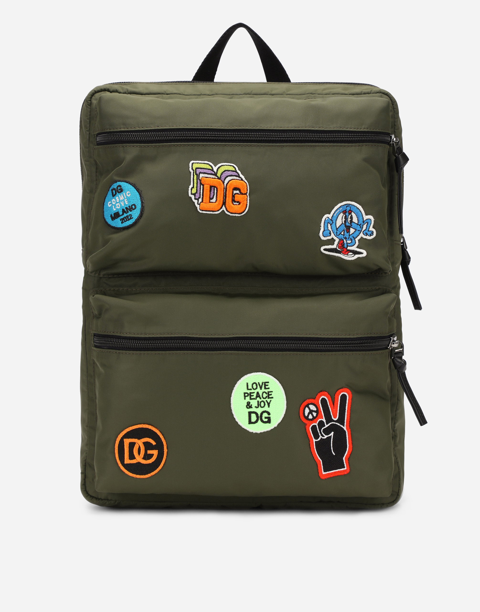Nylon backpack with all-over patches in Green