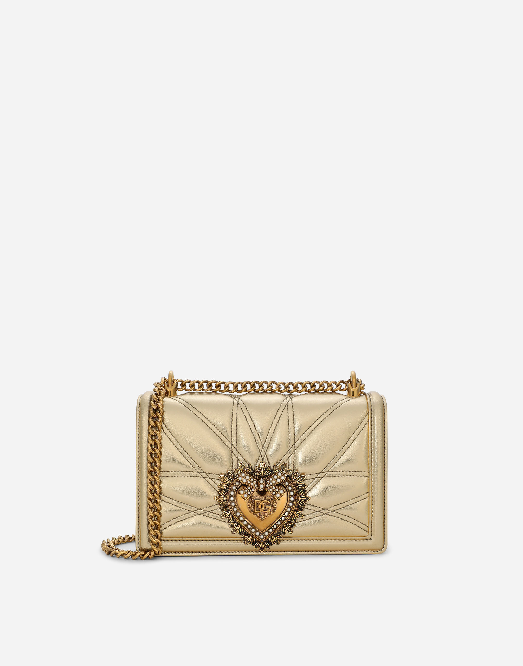 Medium Devotion bag in quilted nappa leather in Gold