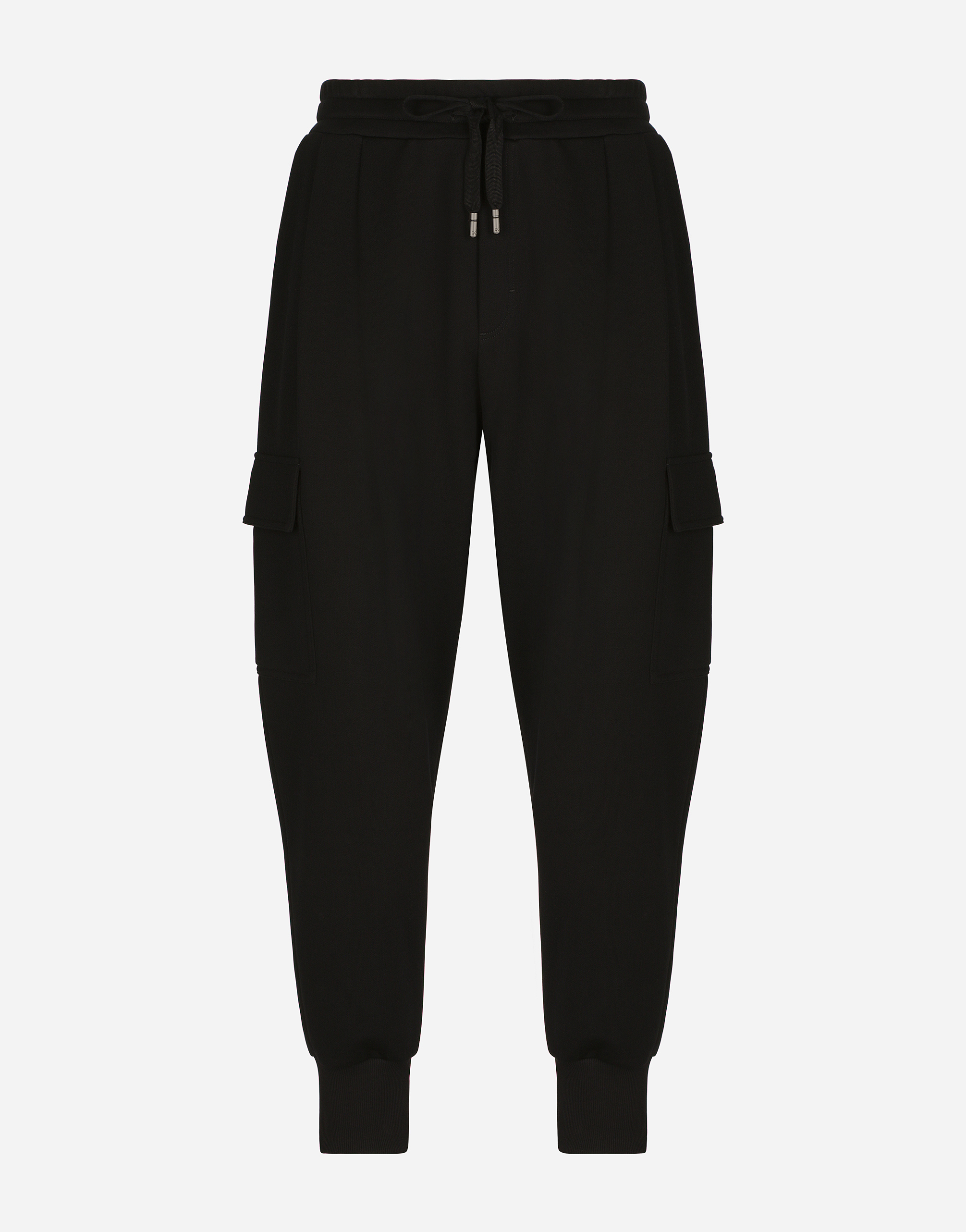 Jersey cargo pants with embossed logo in Black