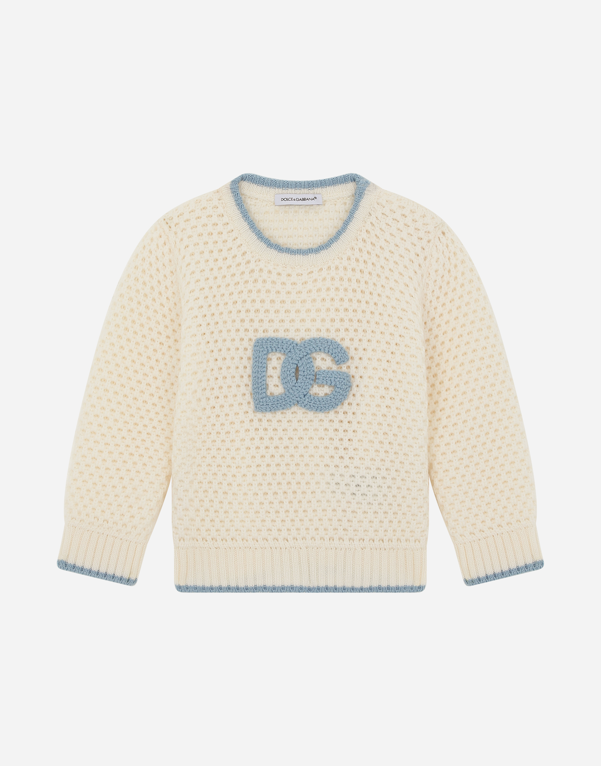 Round-neck sweater with DG logo patch in Multicolor