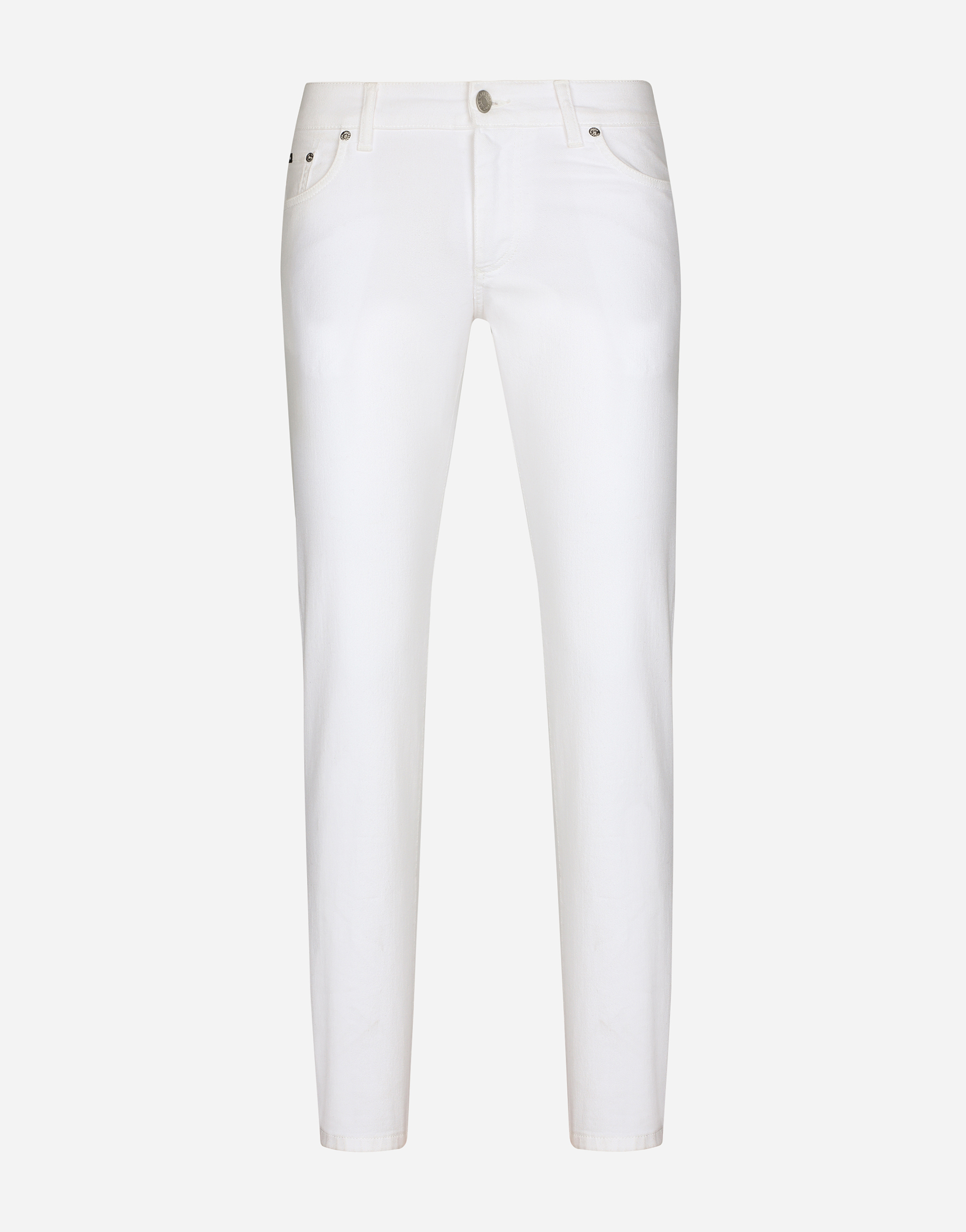 White slim-fit stretch jeans in Multicolor