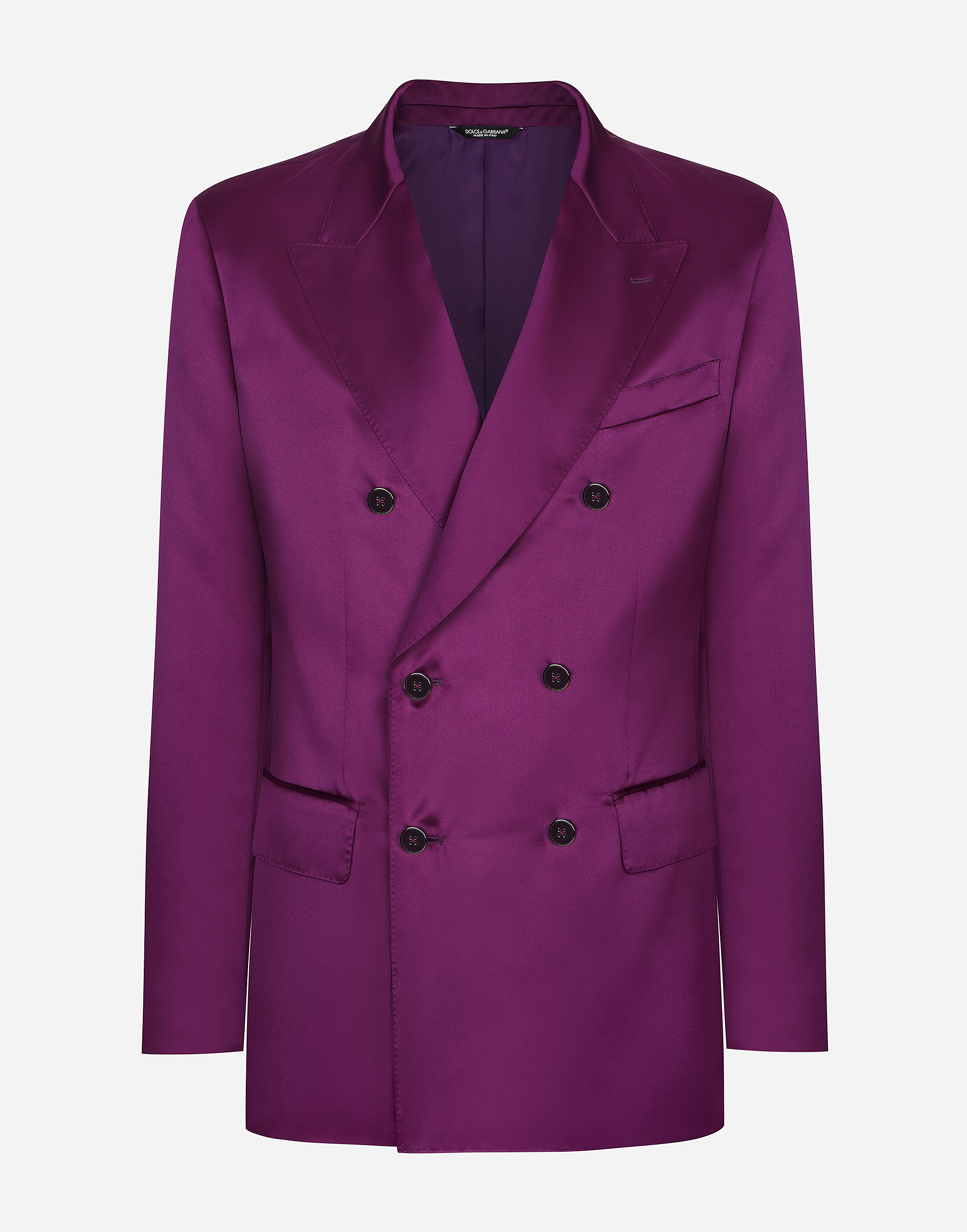 Deconstructed double-breasted satin jacket
