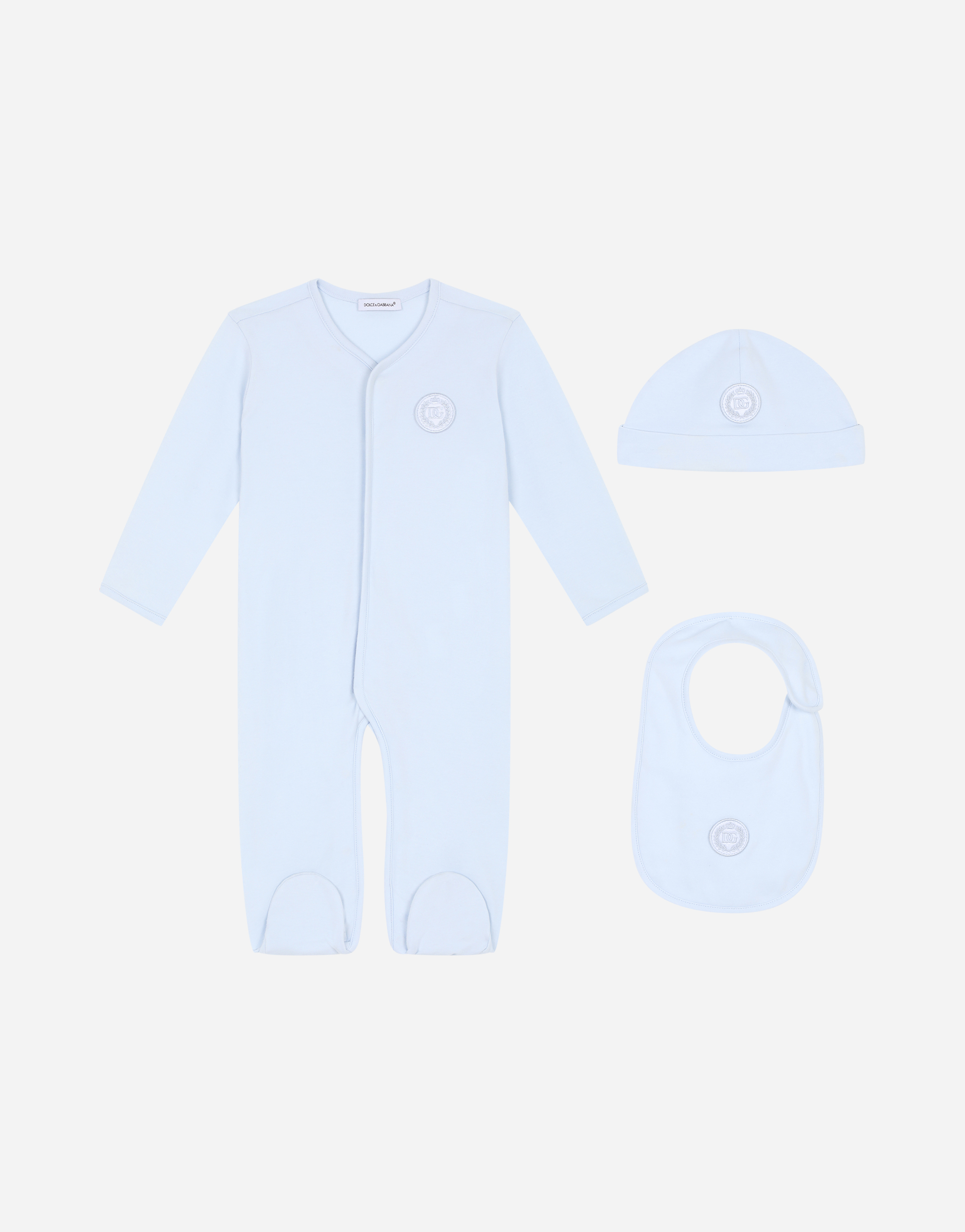 3-piece jersey gift set with DG laurel patch in Azure