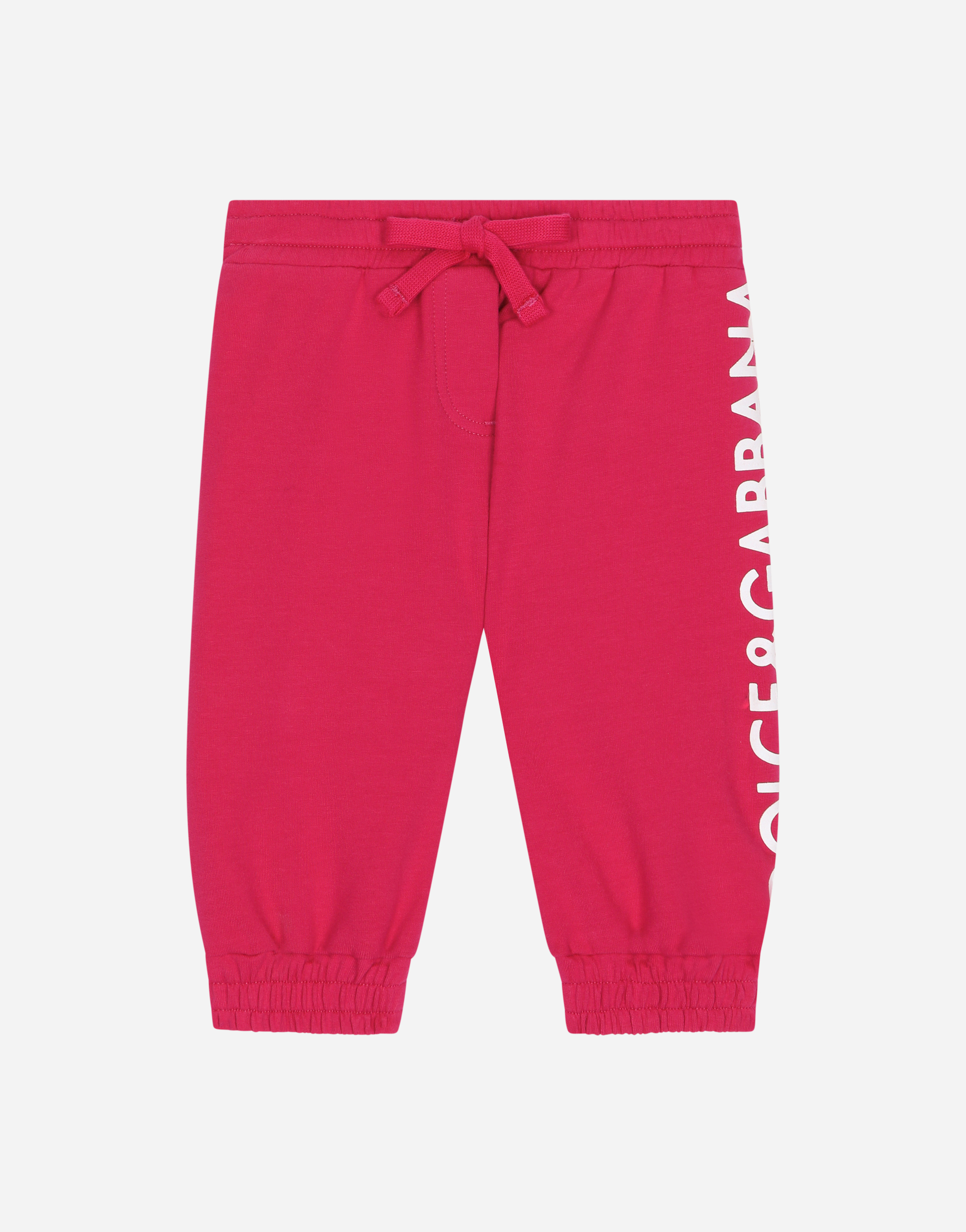Jersey jogging pants with logo print in Fuchsia