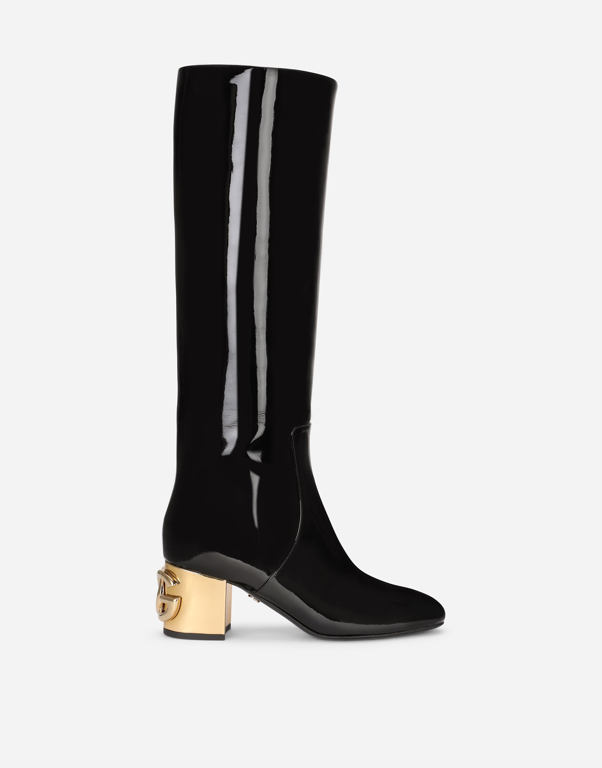Patent leather boots with DG Karol heel in Black
