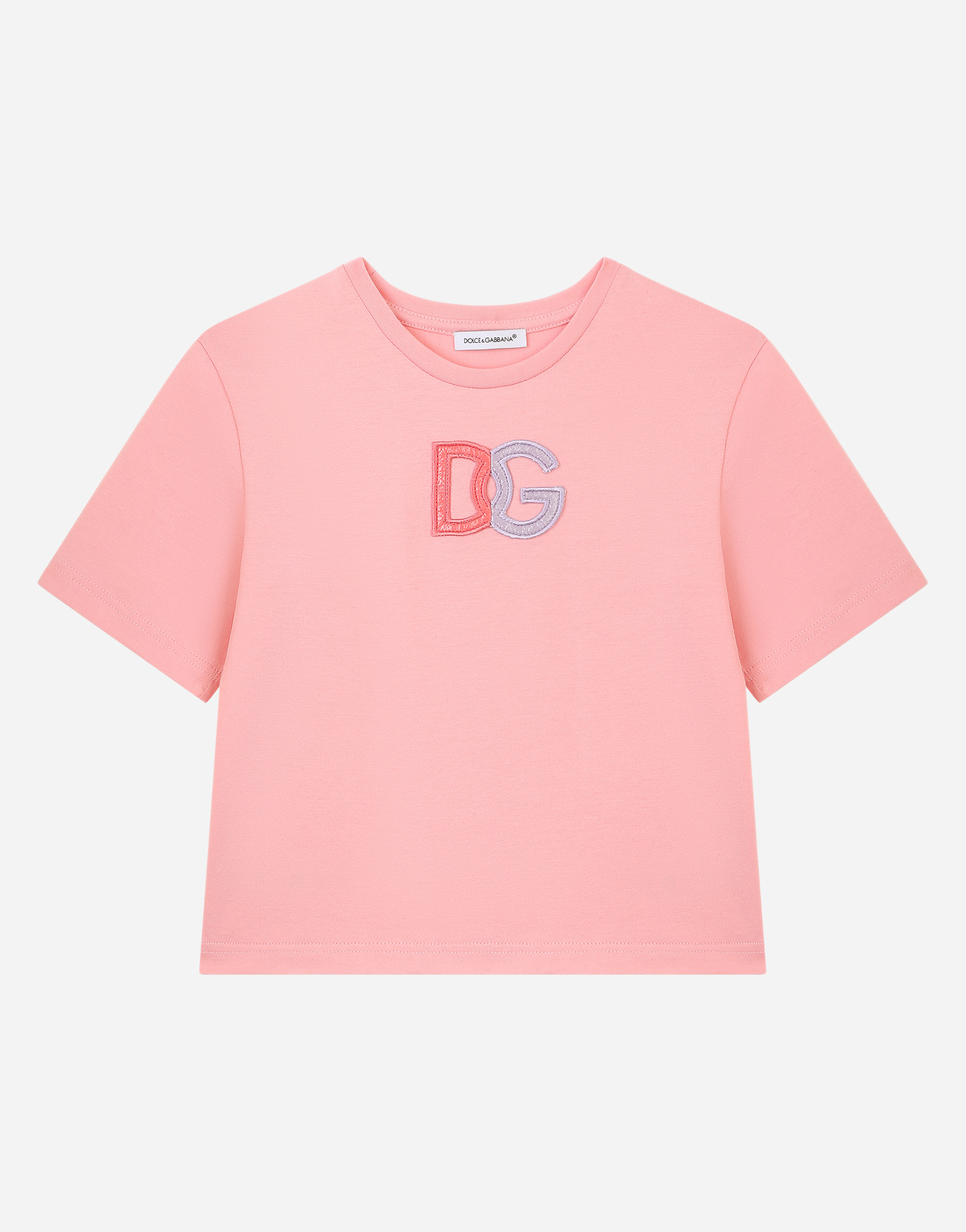 Jersey T-shirt with DG patch in Pink