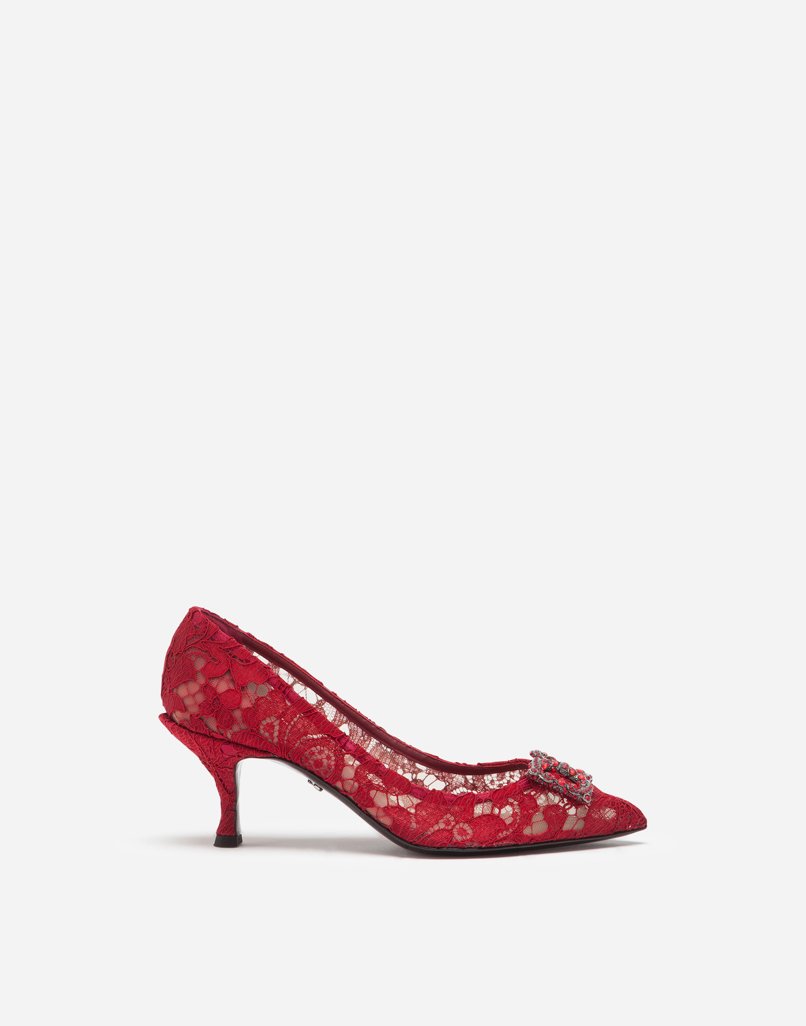 Taormina lace pumps with DG Amore logo in Red