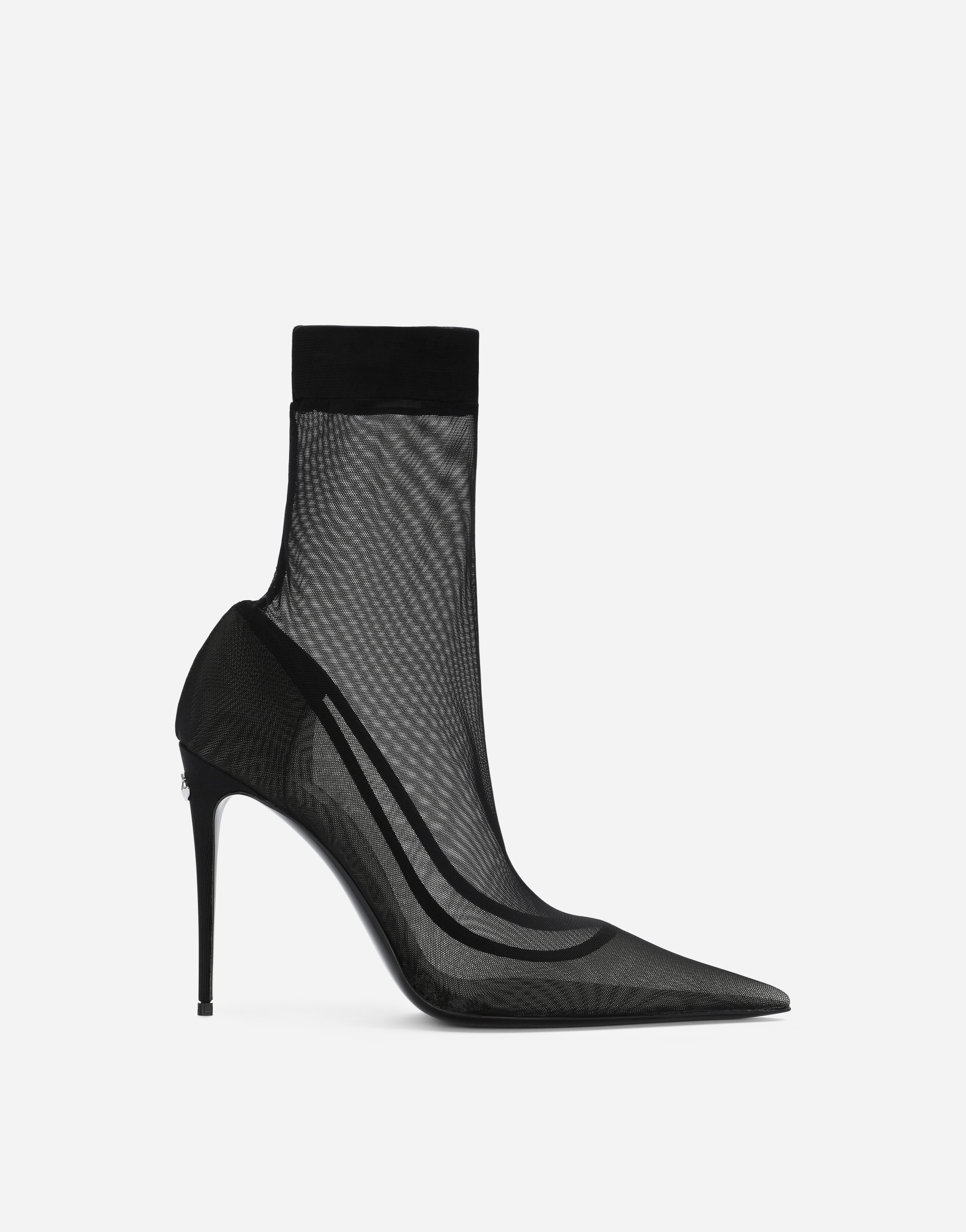KIM DOLCE&GABBANA Stretch tulle ankle boots in Black