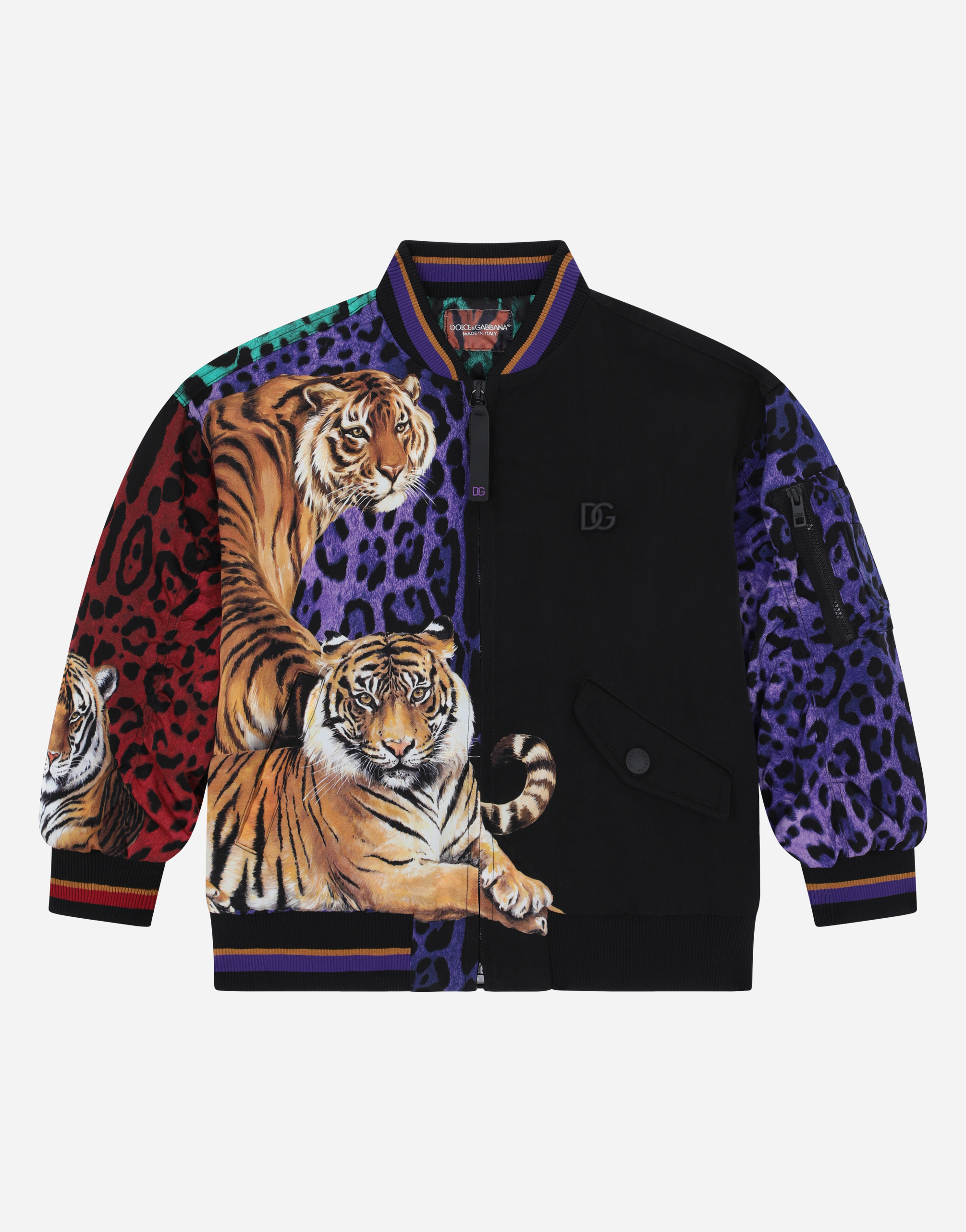 Tiger-print nylon bomber jacket in Multicolor