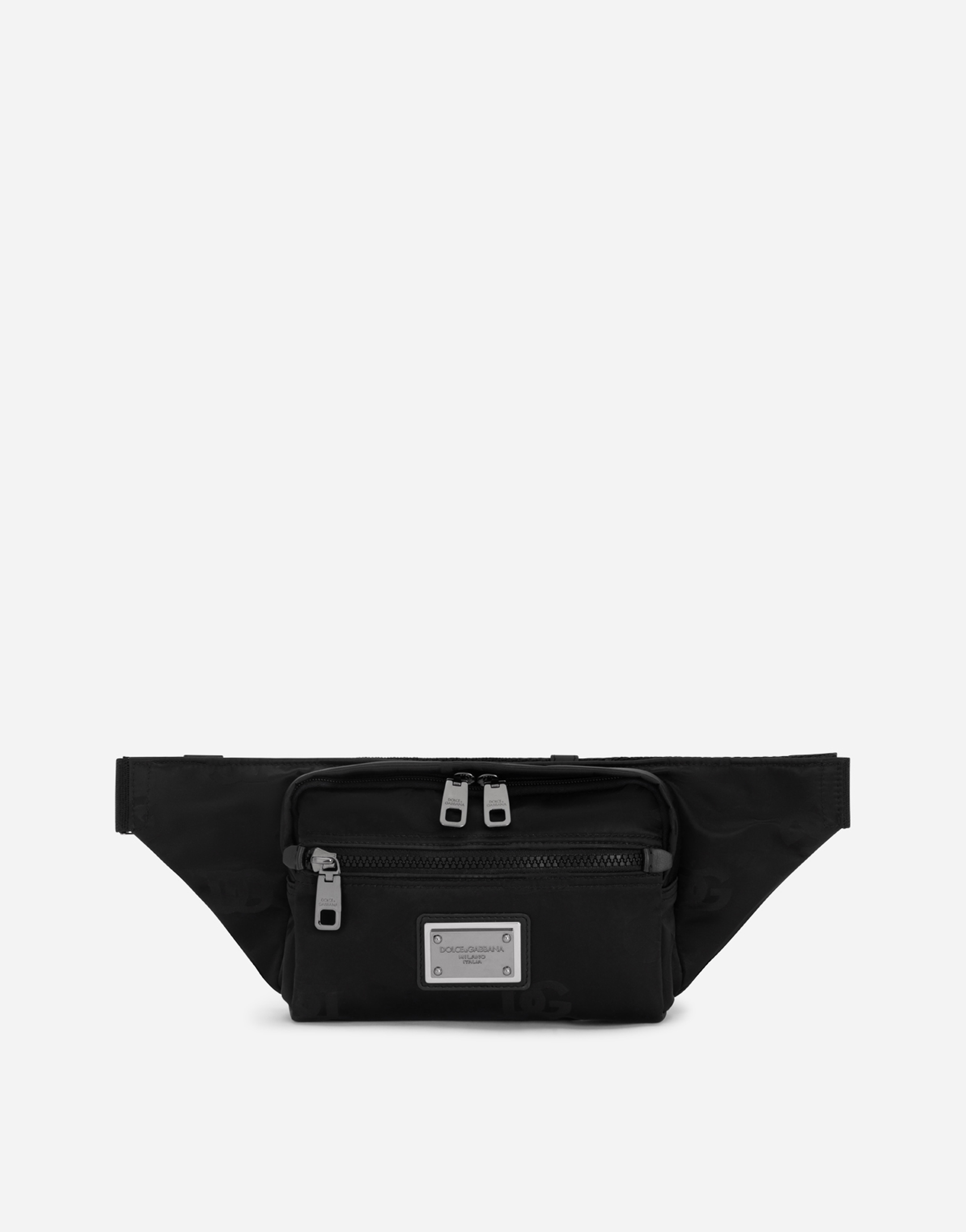 Small nylon belt bag with logo in Black