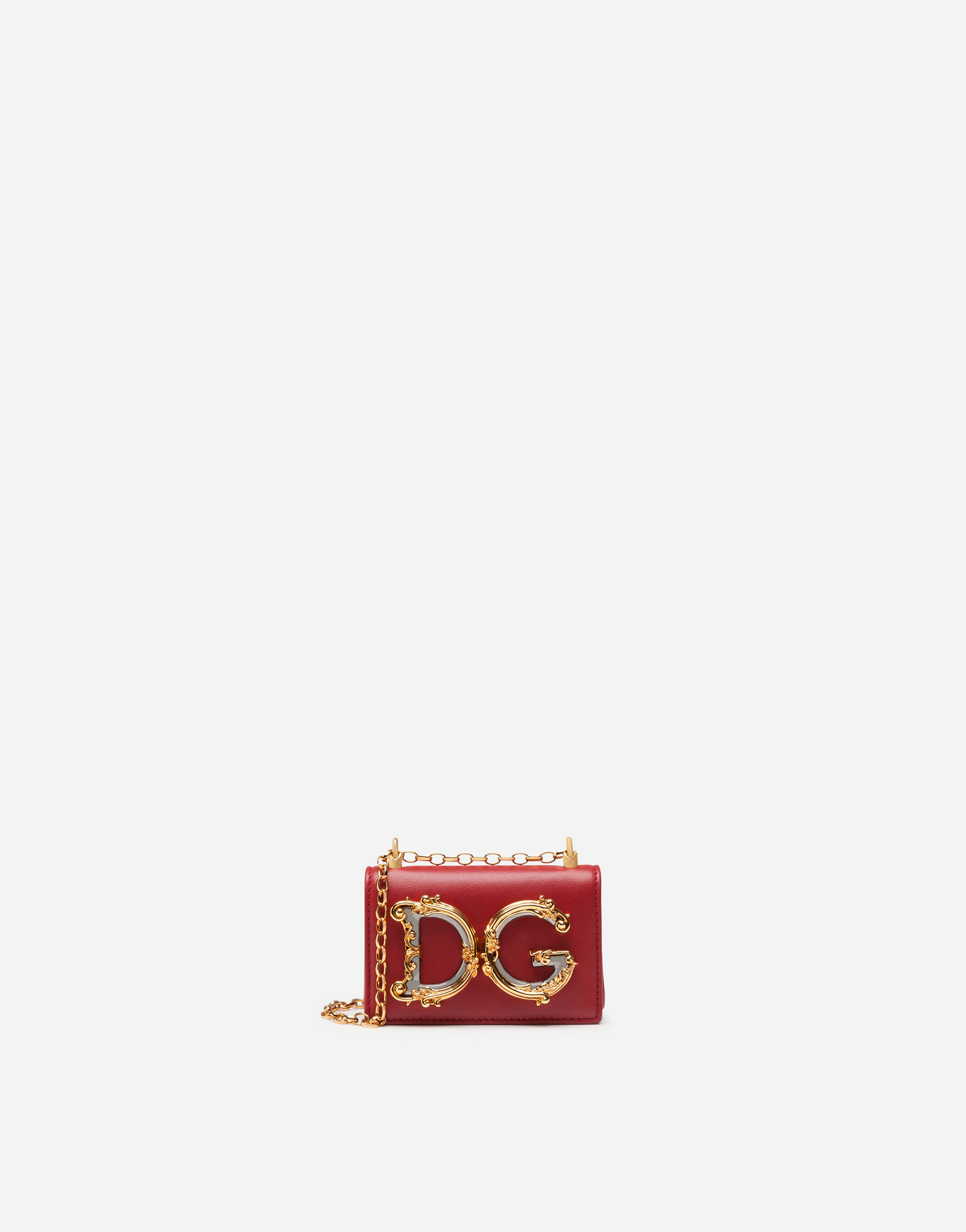DG Girls micro bag in plain calfskin in Red