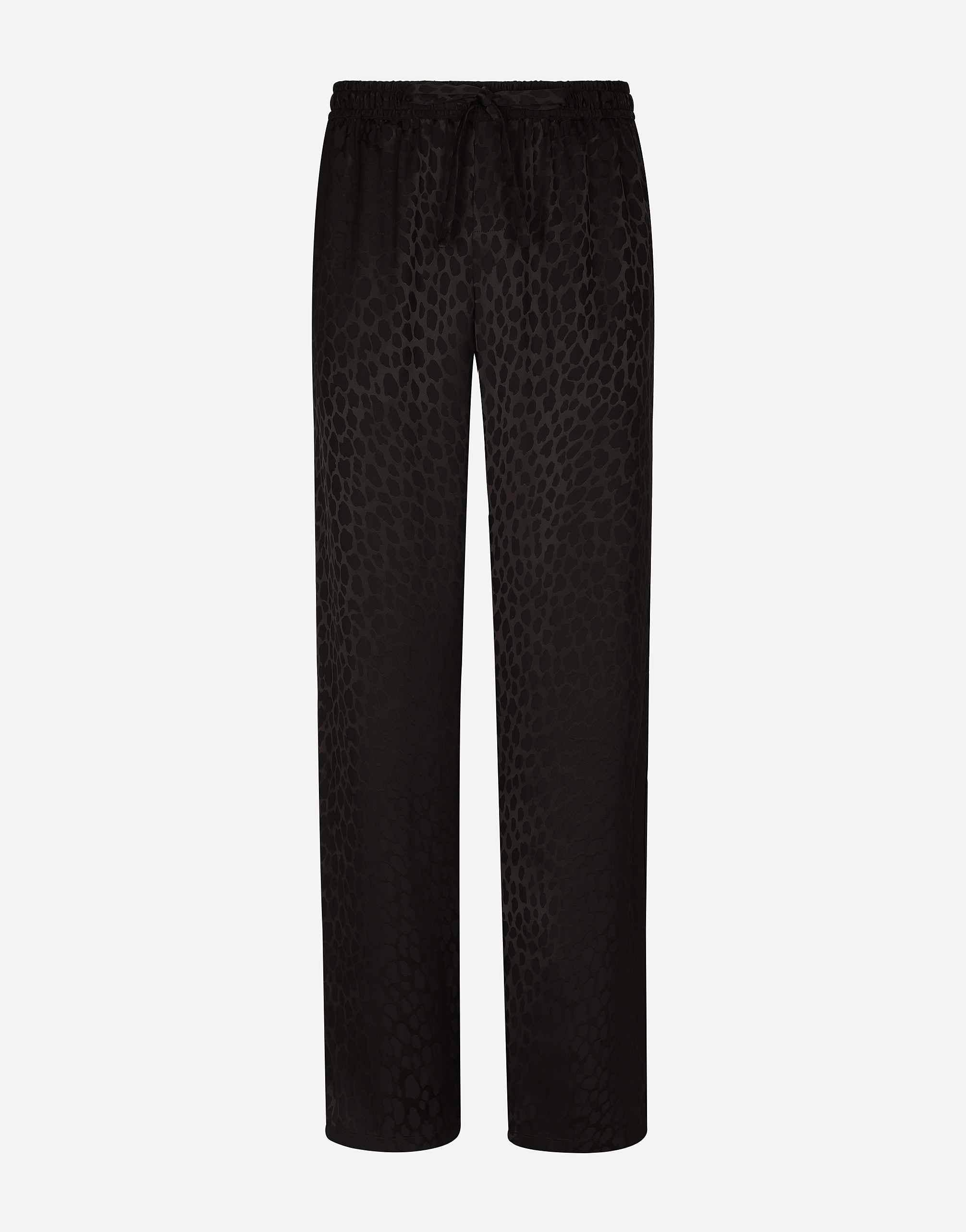 Ocelot-design silk jacquard jogging pants in Black