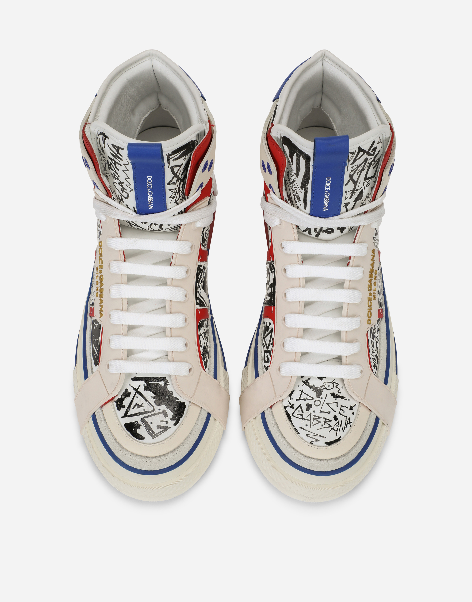 Calfskin Custom 2.Zero high-top sneakers with graffiti print