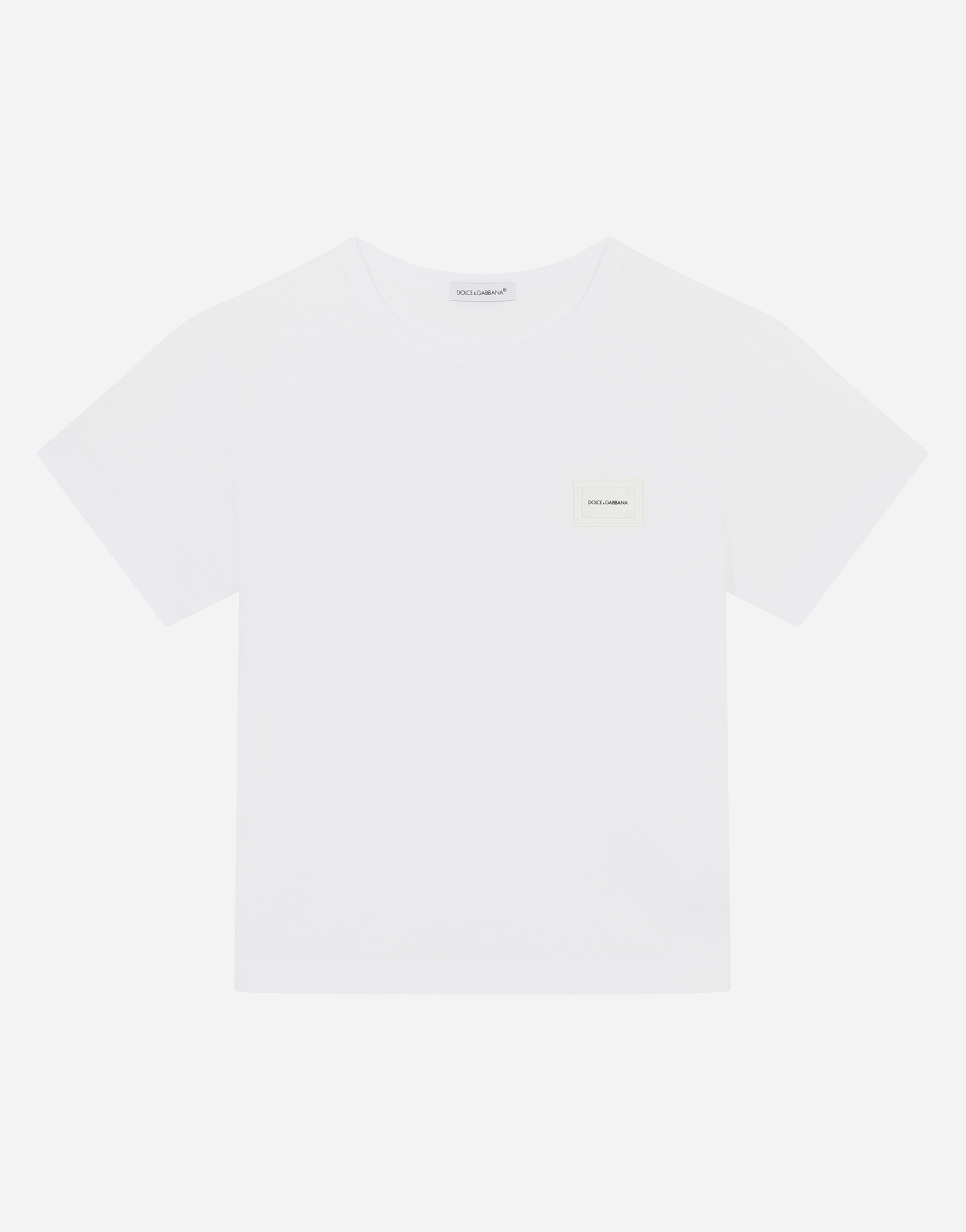 Jersey T-shirt with logo tag in White