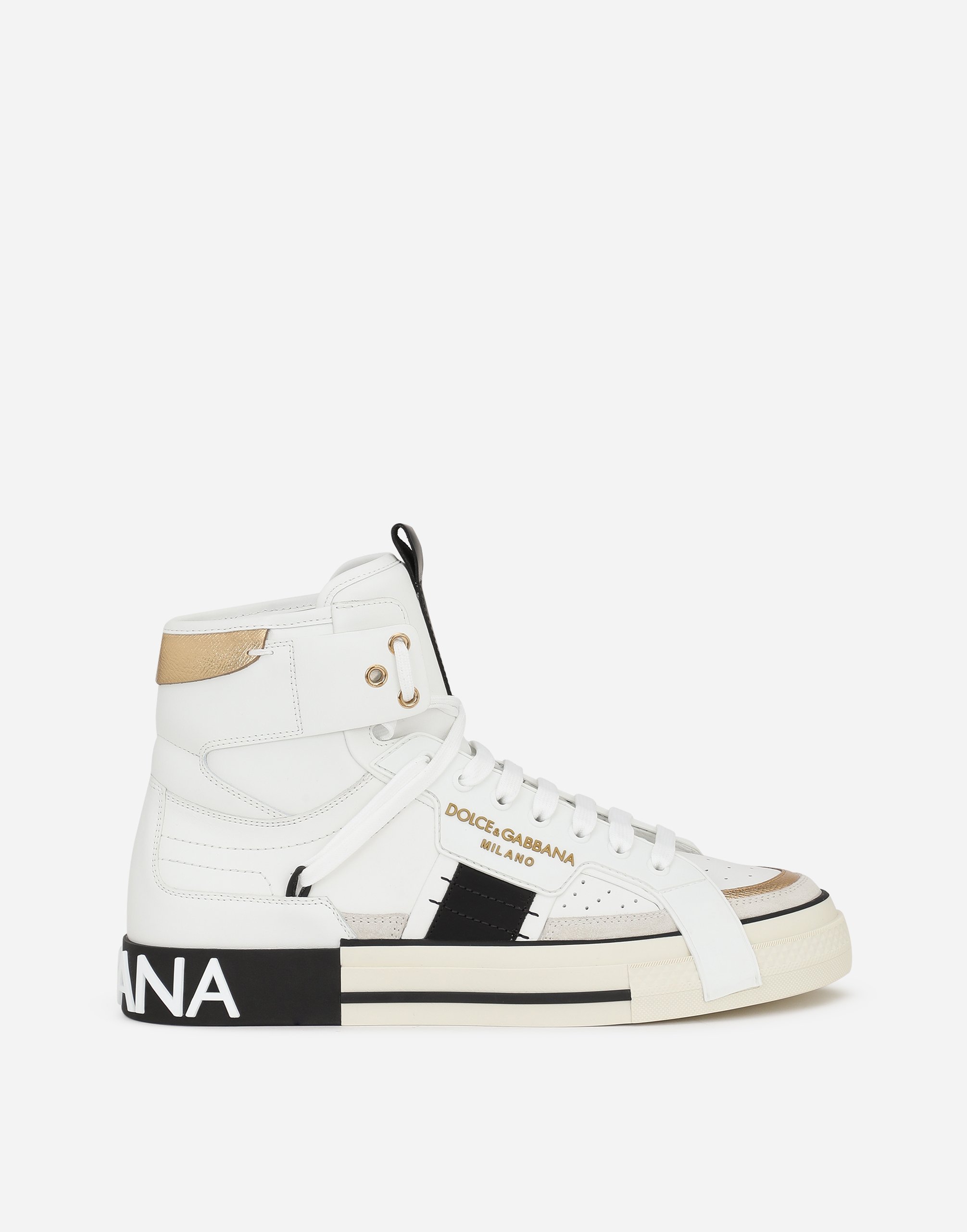 Calfskin Custom 2.Zero high-top sneakers with contrasting details in White