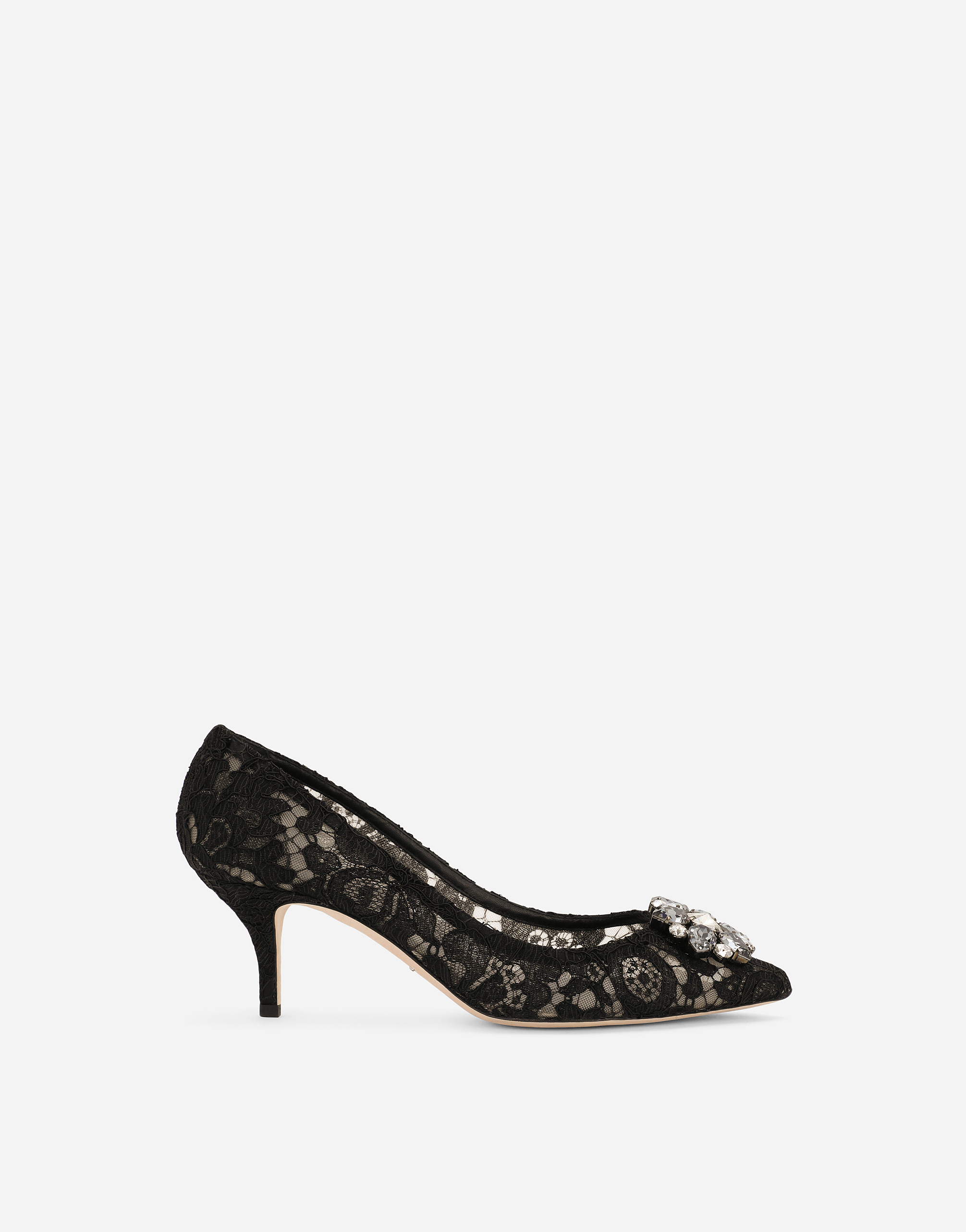 Pump in Taormina lace with crystals in Black