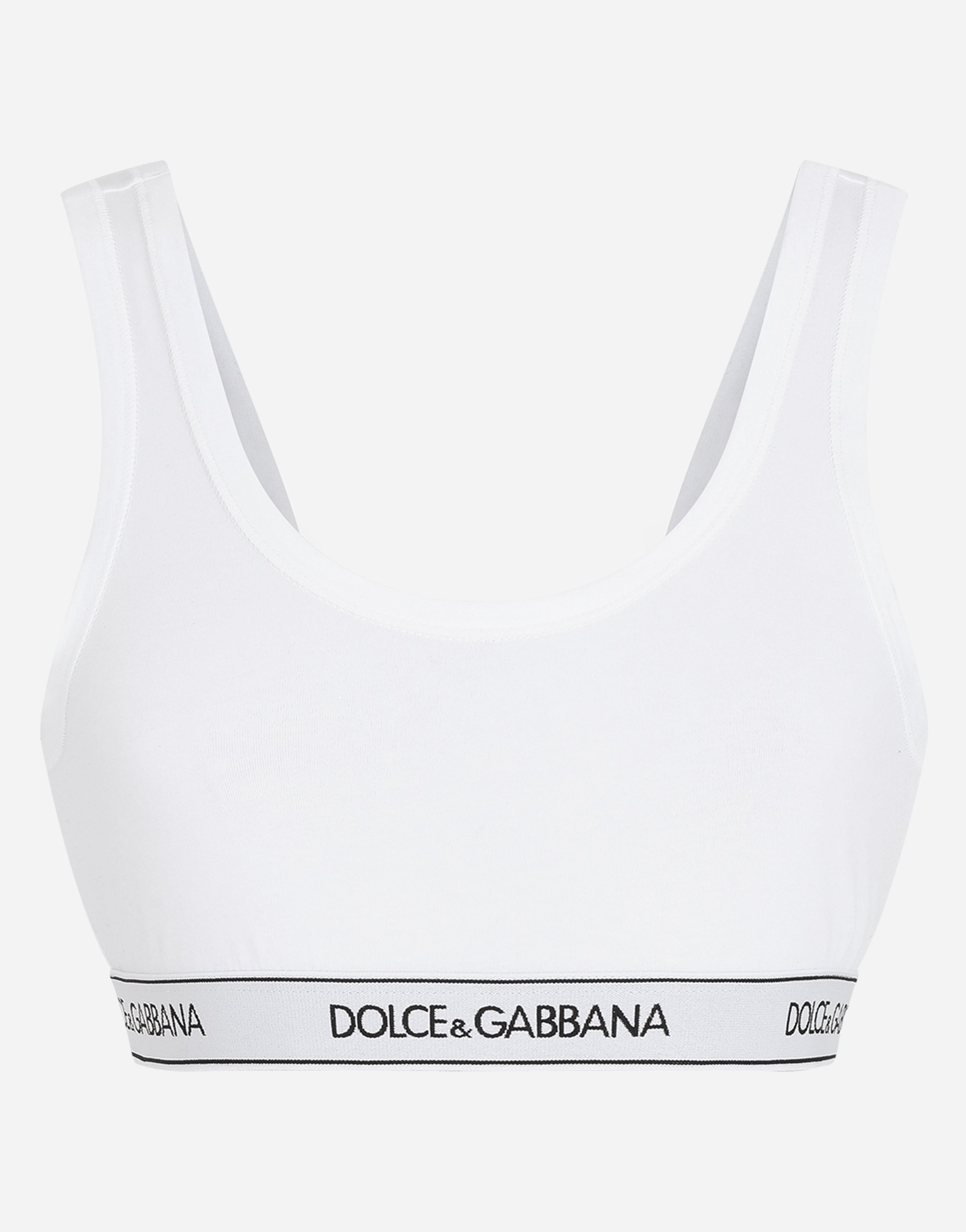 Jersey bralet with branded elastic and wide straps in White