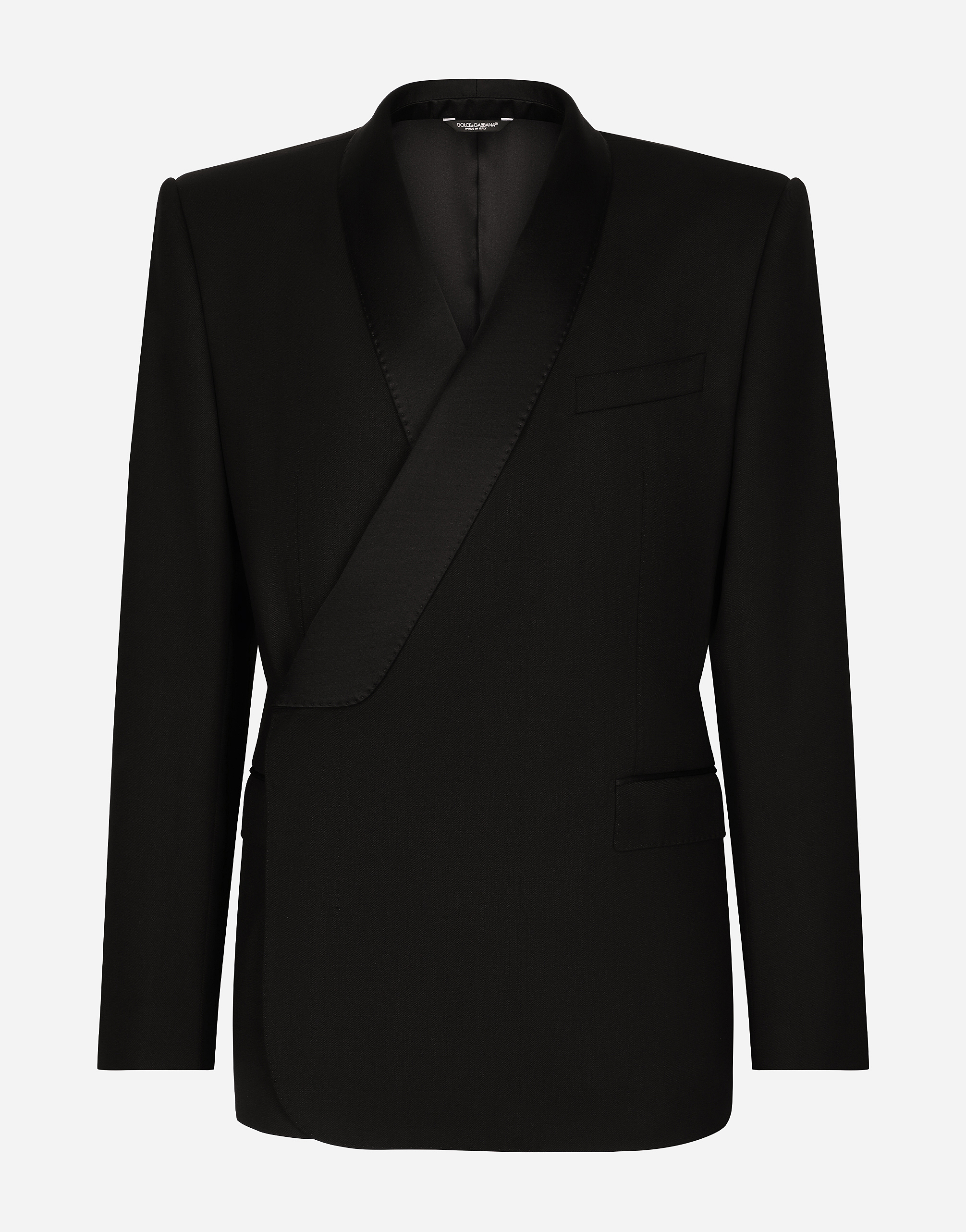 Double-breasted wool Sicilia-fit tuxedo jacket in Black
