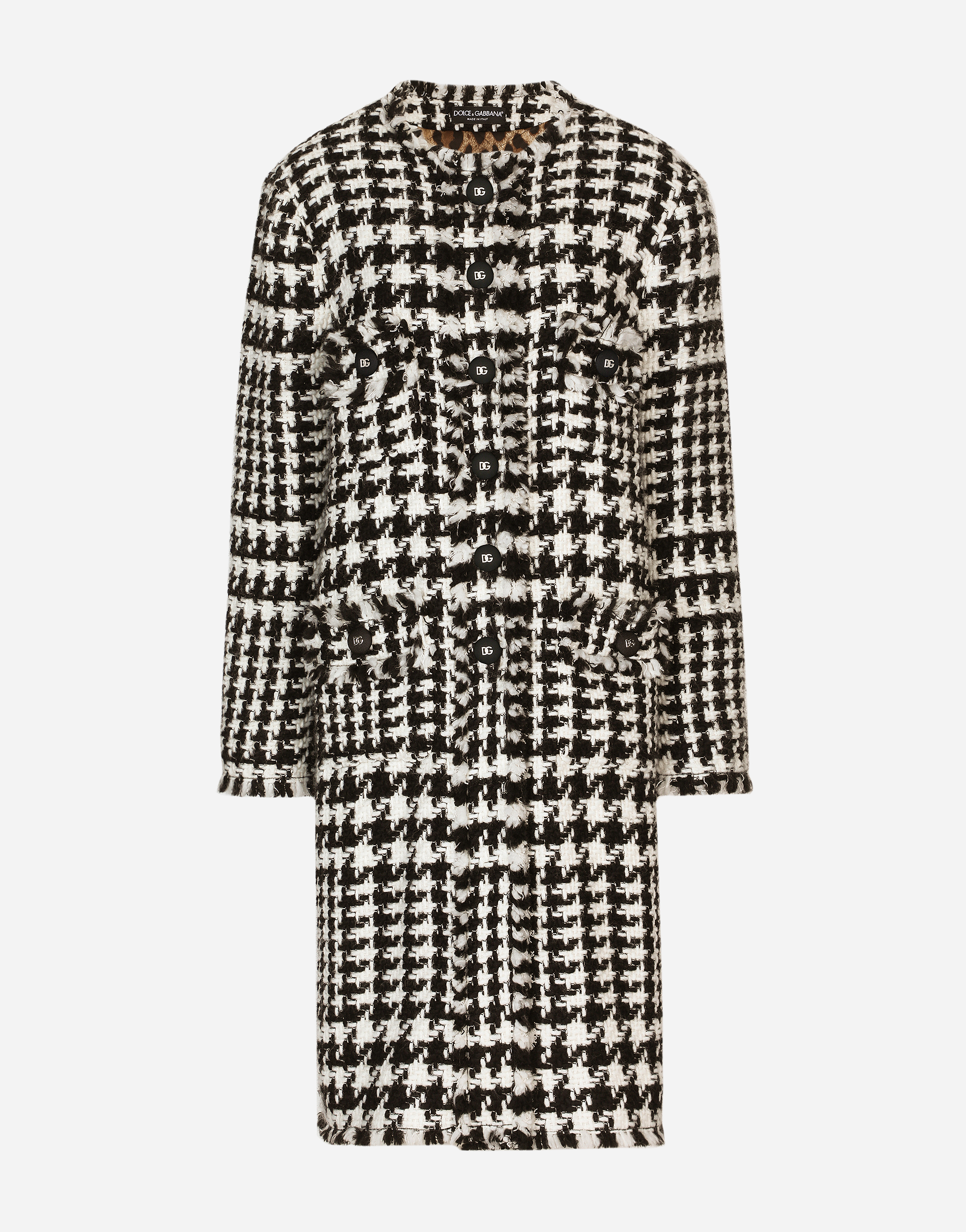 Single-breasted houndstooth coat in Multicolor