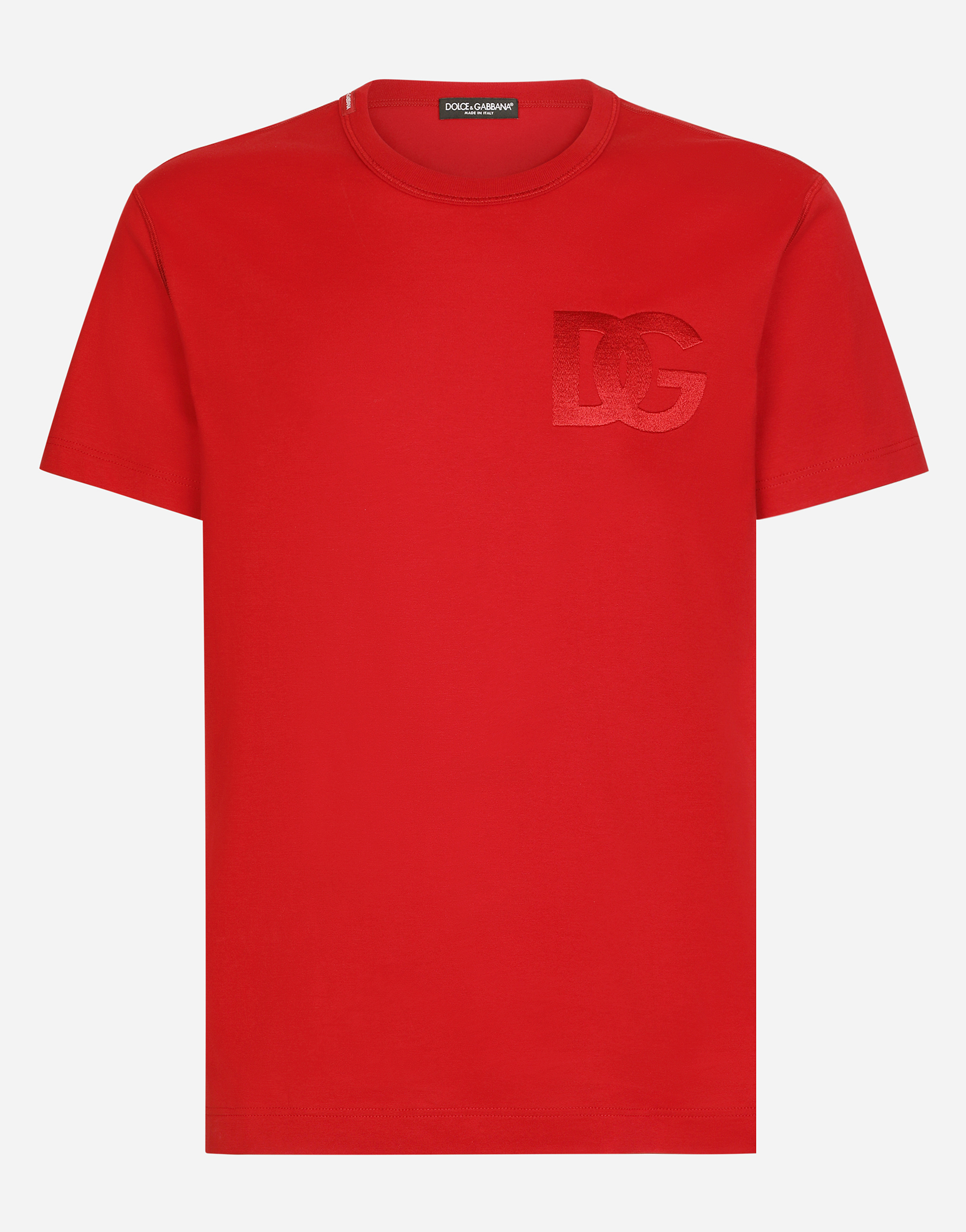 Cotton T-shirt with DG embroidery in Red